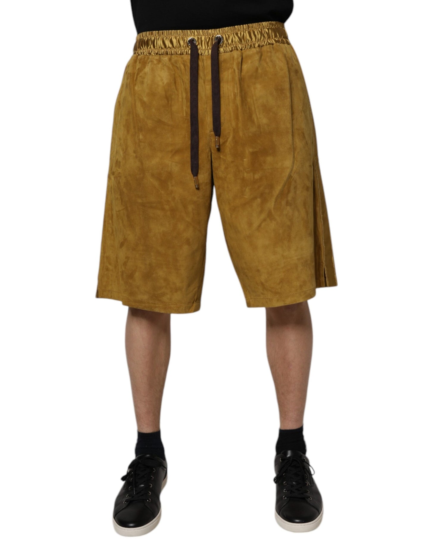 Dolce & Gabbana Braune Bermudashorts aus Lammleder und Wildleder für Herren