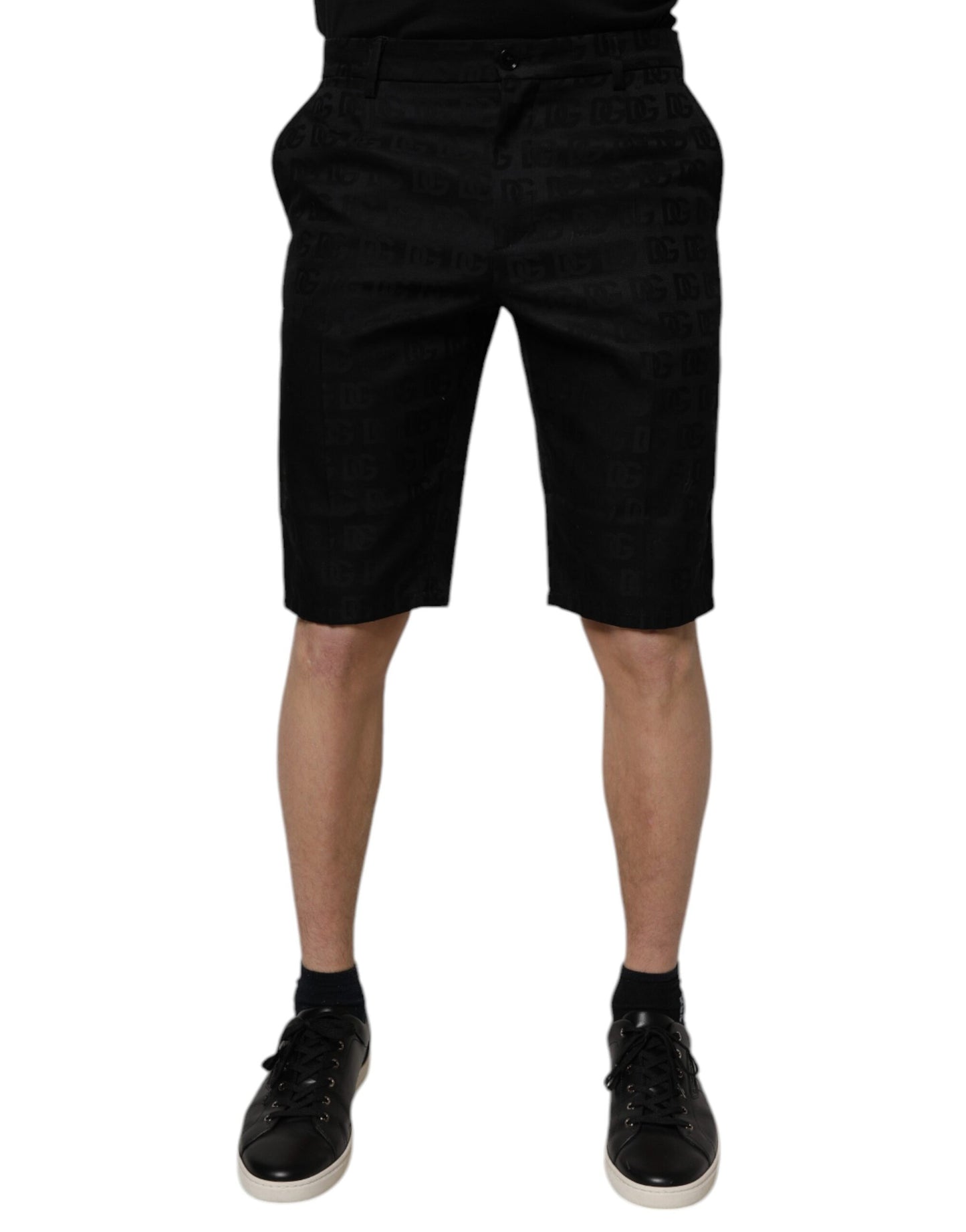 Dolce & Gabbana – Lässige Chino-Shorts aus Baumwolle mit mittlerer Taille in Schwarz
