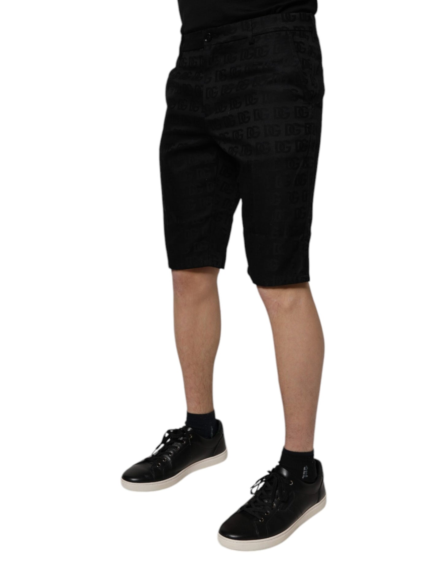 Dolce & Gabbana – Lässige Chino-Shorts aus Baumwolle mit mittlerer Taille in Schwarz