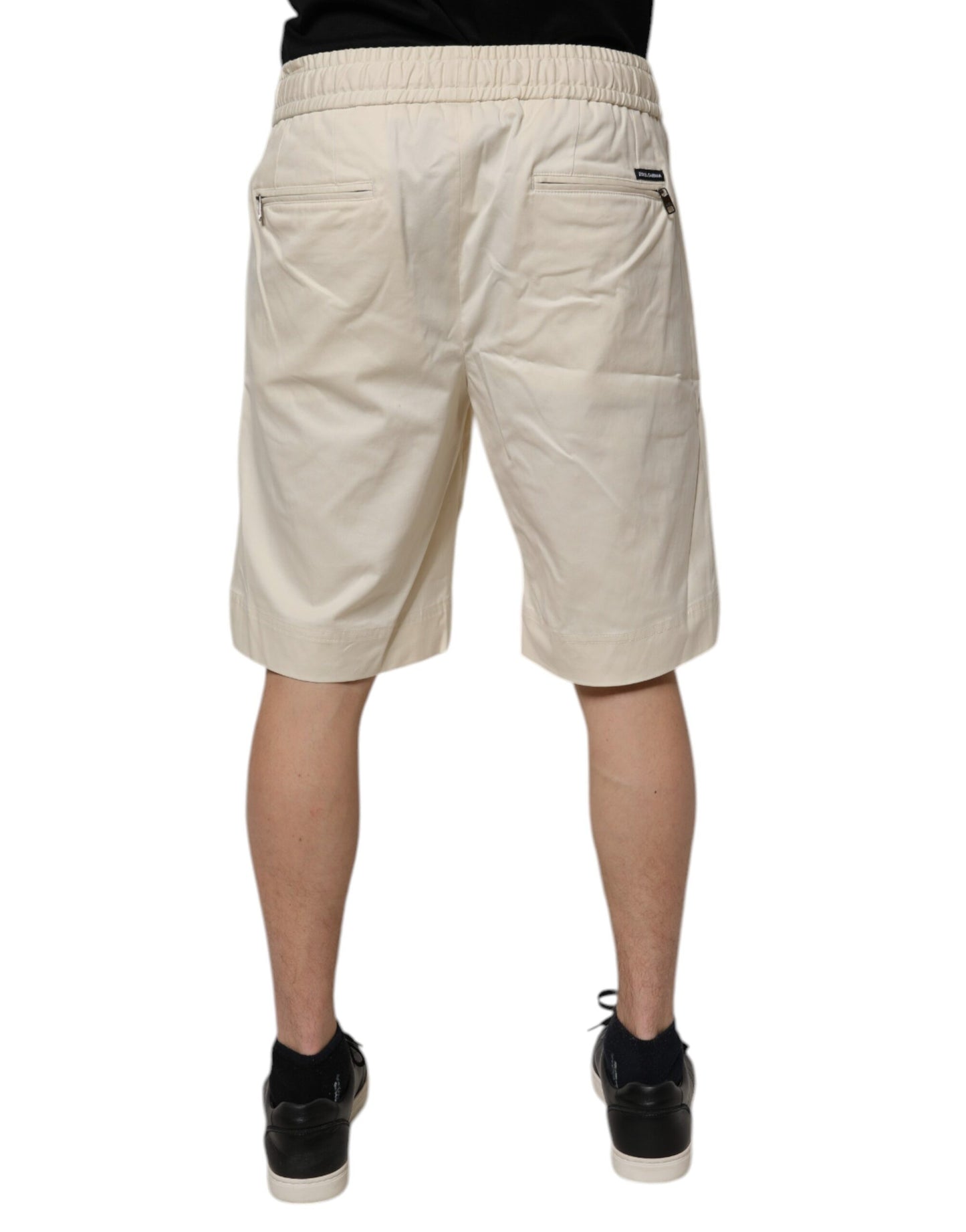 Dolce & Gabbana Herren-Bermudashorts aus gebrochenem Weiß mit Baumwollstretch