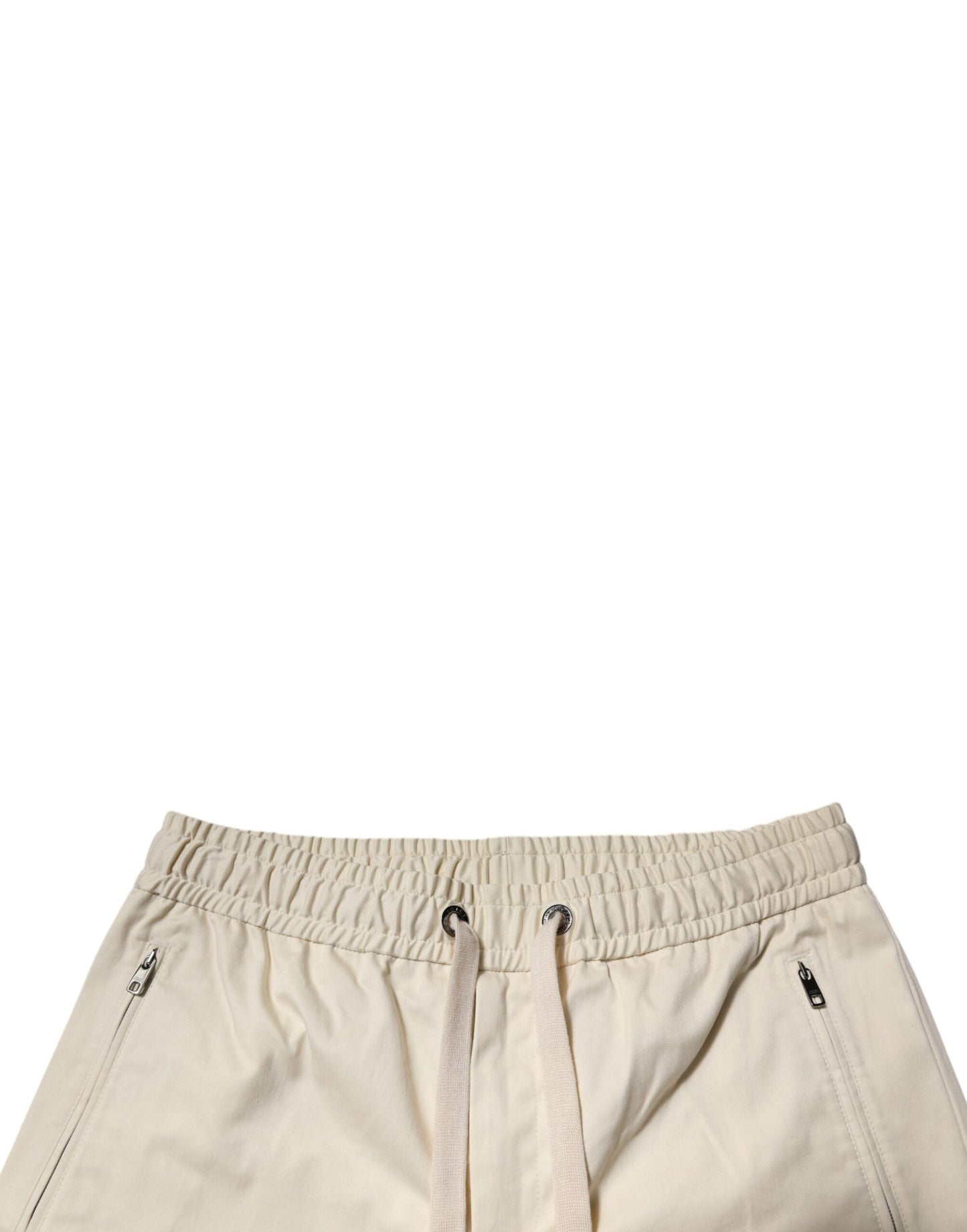Dolce & Gabbana Herren-Bermudashorts aus gebrochenem Weiß mit Baumwollstretch