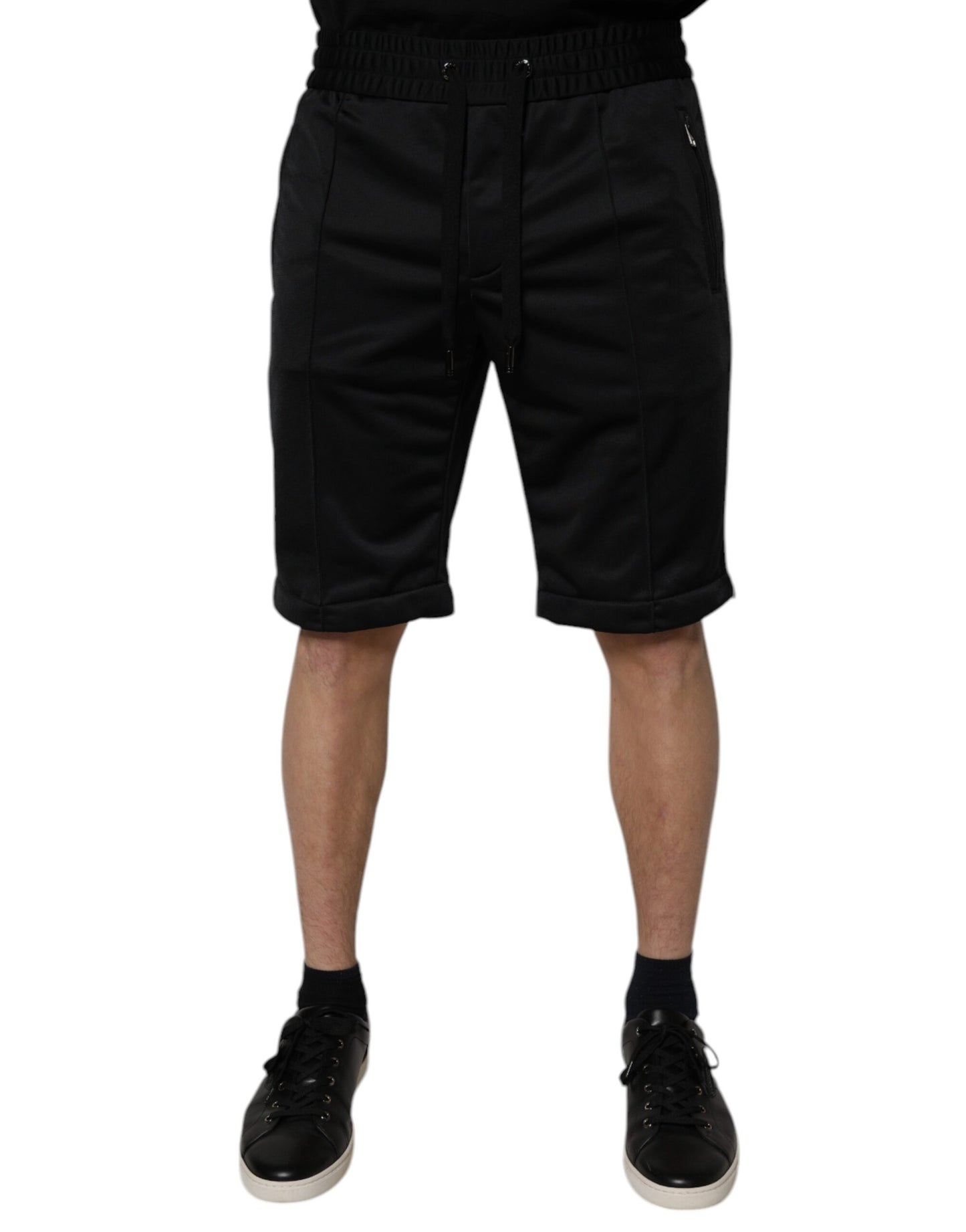 Dolce & Gabbana Schwarze Bermudashorts aus Polyester mit mittlerer Taille für Herren