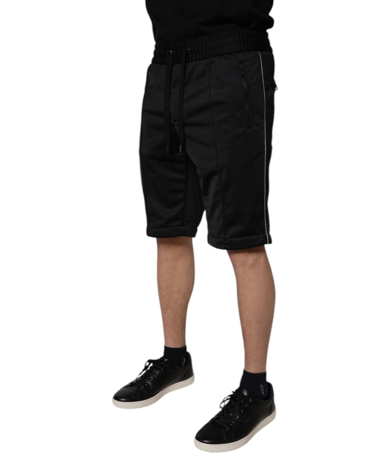 Dolce & Gabbana Schwarze Bermudashorts aus Polyester mit mittlerer Taille für Herren