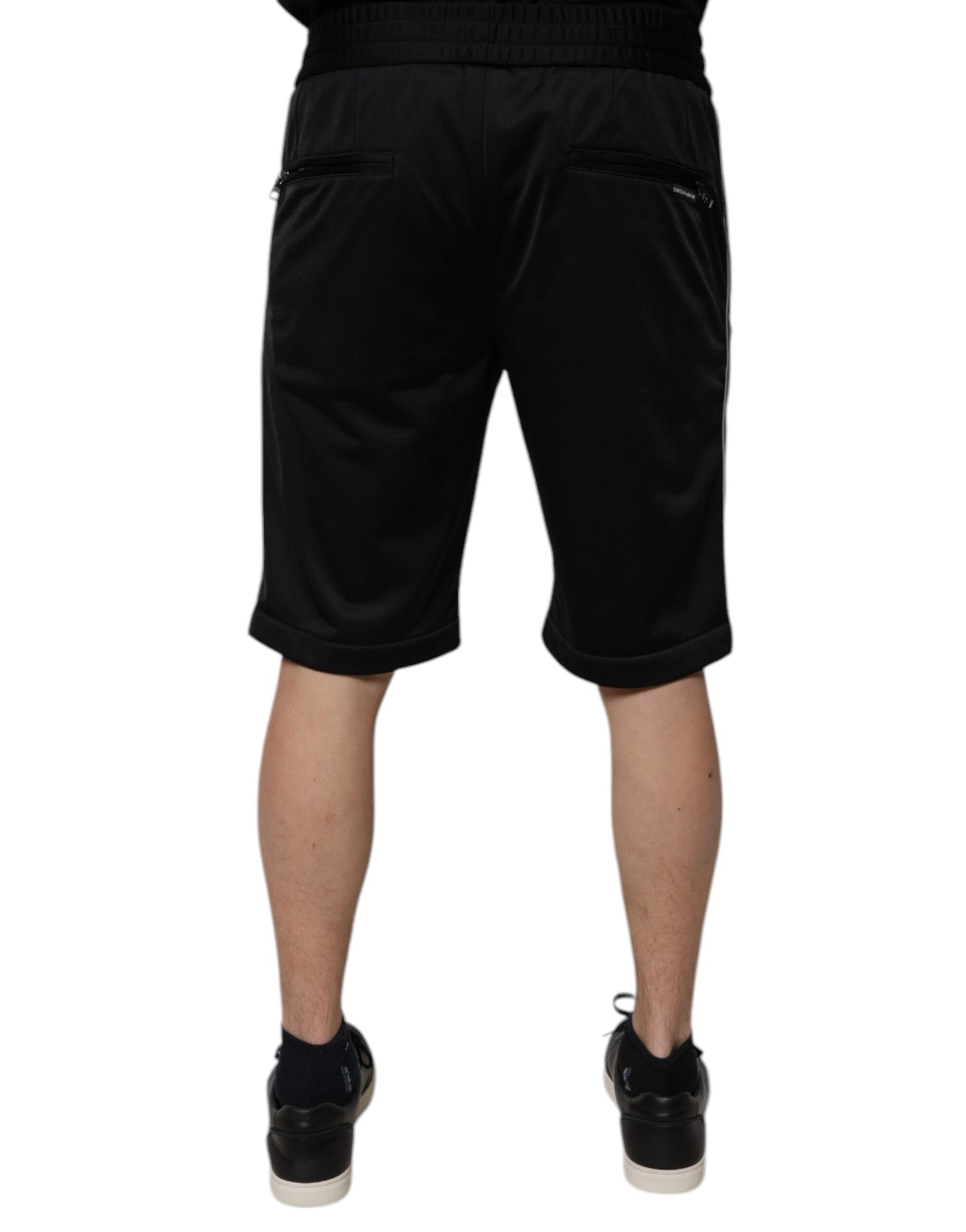 Dolce & Gabbana Schwarze Bermudashorts aus Polyester mit mittlerer Taille für Herren