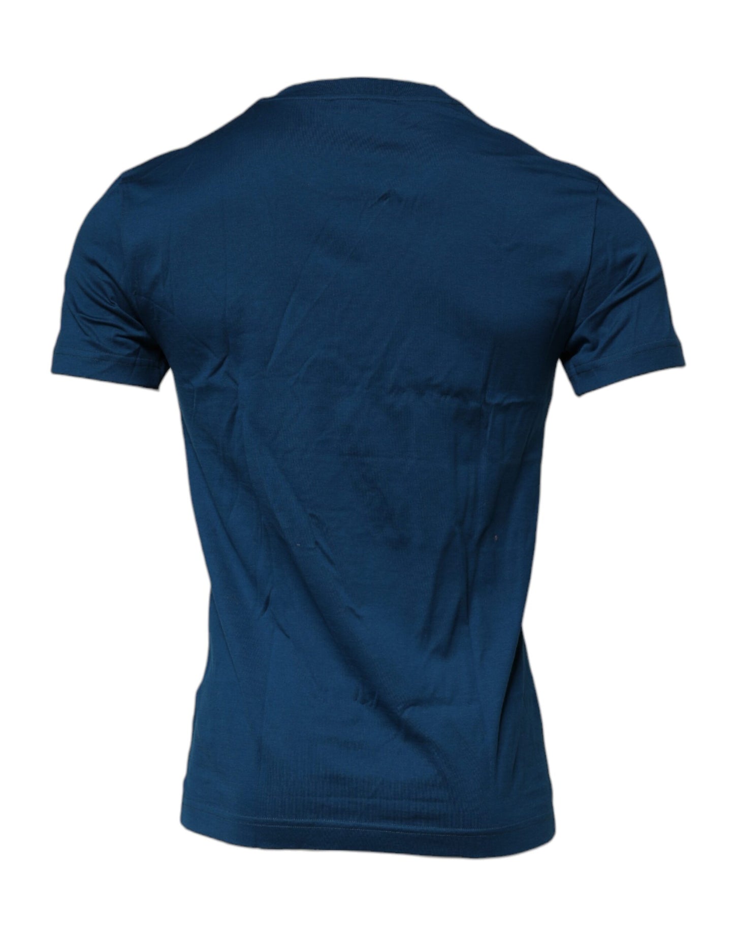 Dolce & Gabbana – Blaues T-Shirt mit Krone und Biene aus Baumwolle für Herren