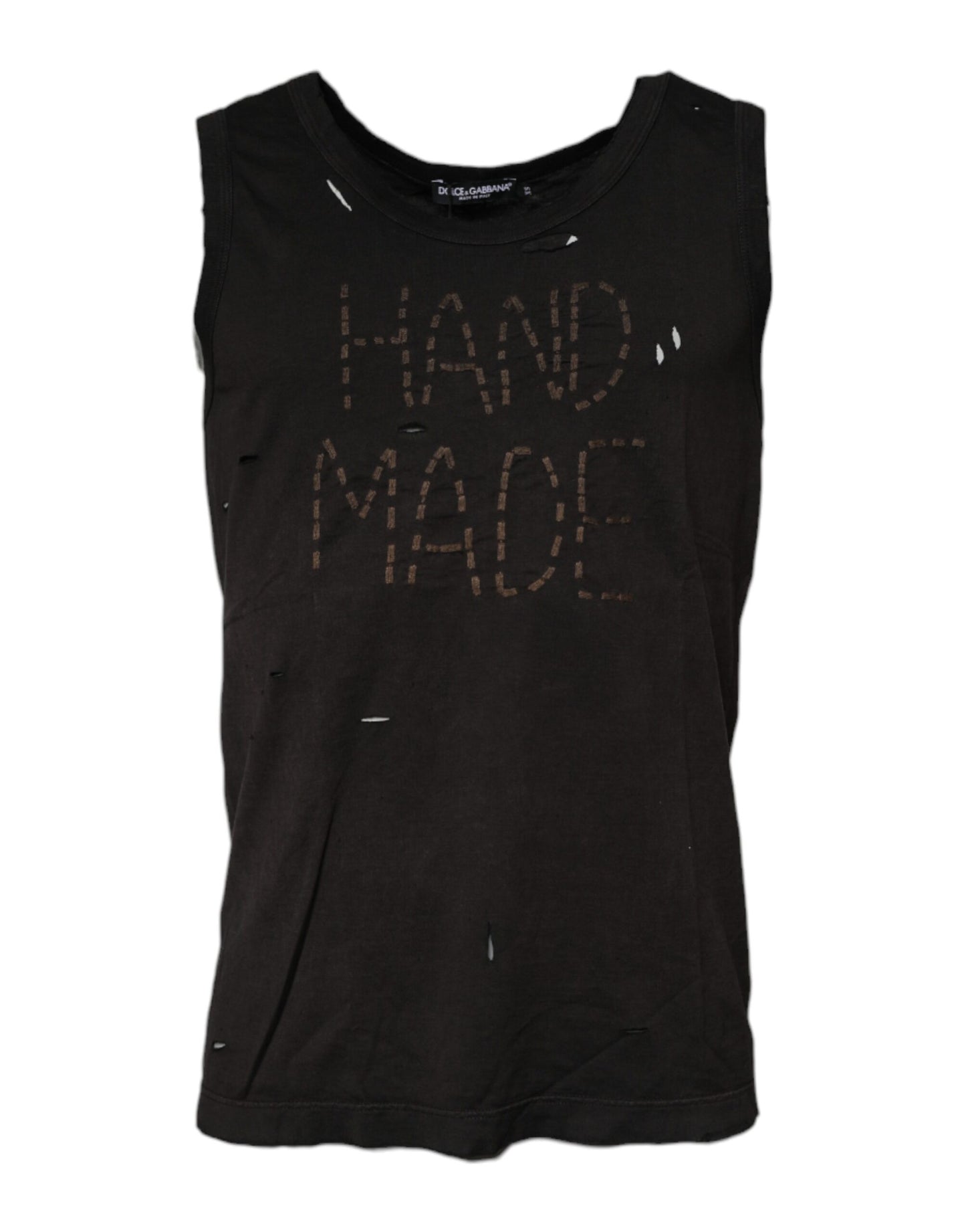 Dolce & Gabbana – Schwarzes, ärmelloses Tank-T-Shirt mit Rundhalsausschnitt