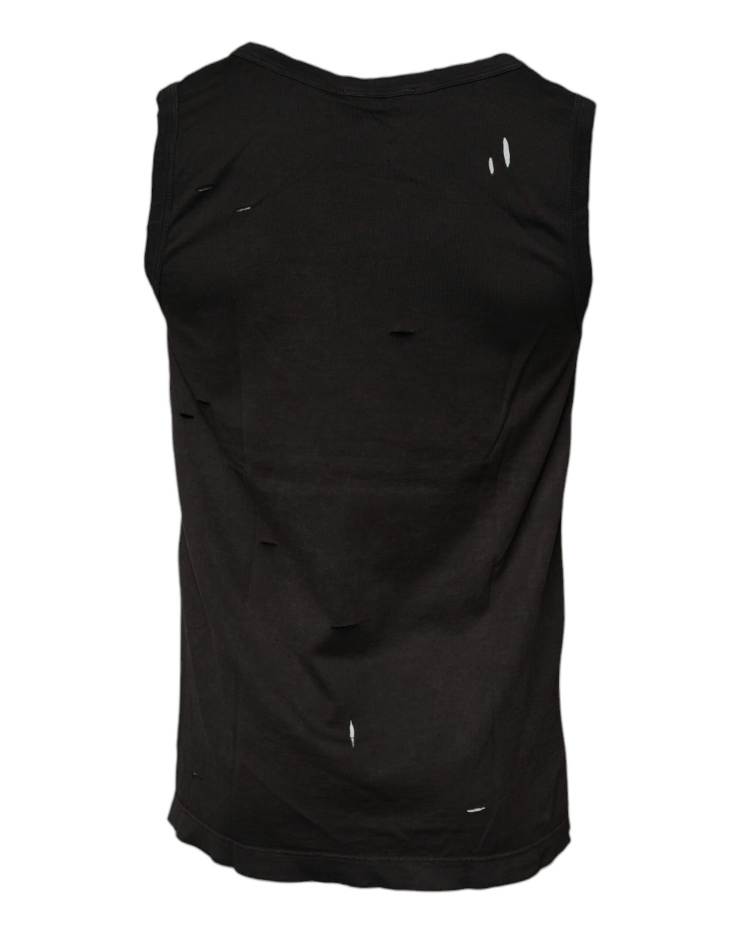 Dolce & Gabbana – Schwarzes, ärmelloses Tank-T-Shirt mit Rundhalsausschnitt
