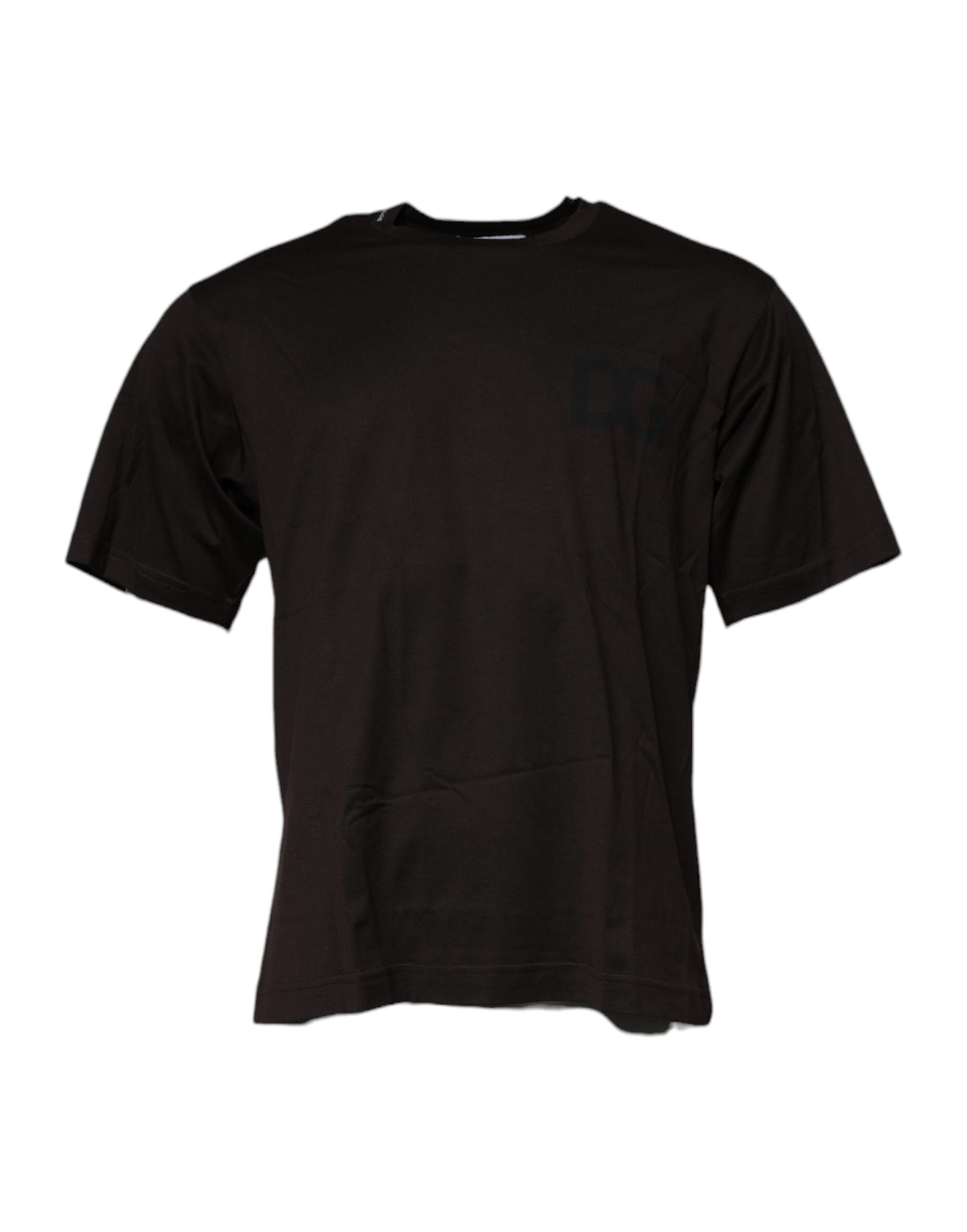 Dolce & Gabbana – Dunkelbraunes T-Shirt aus Baumwolle mit Rundhalsausschnitt und Logo