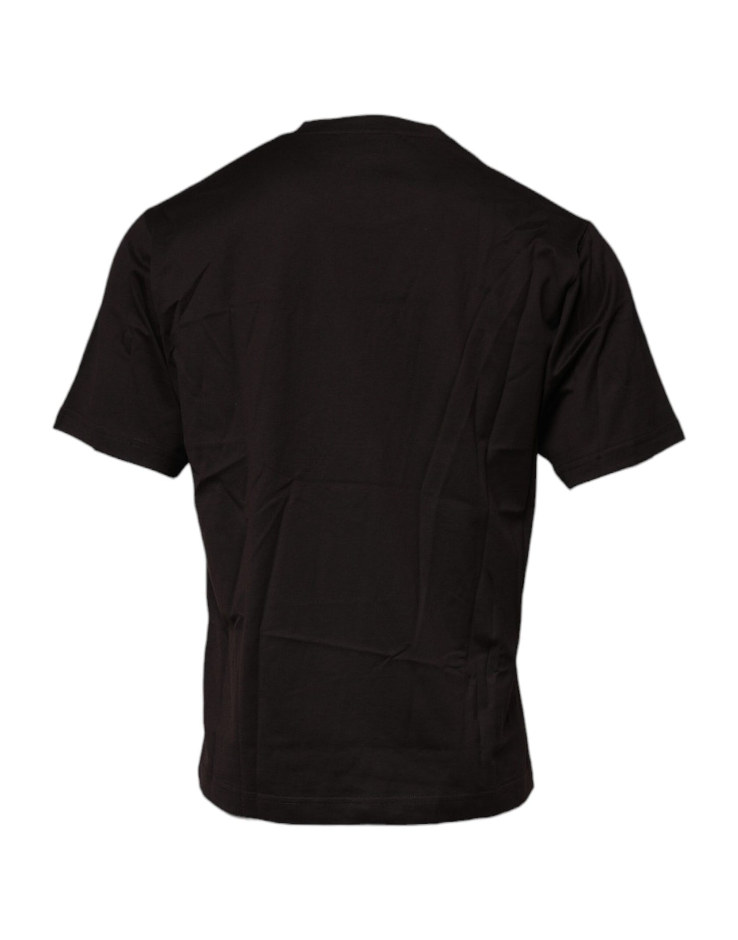 Dolce & Gabbana – Dunkelbraunes T-Shirt aus Baumwolle mit Rundhalsausschnitt und Logo