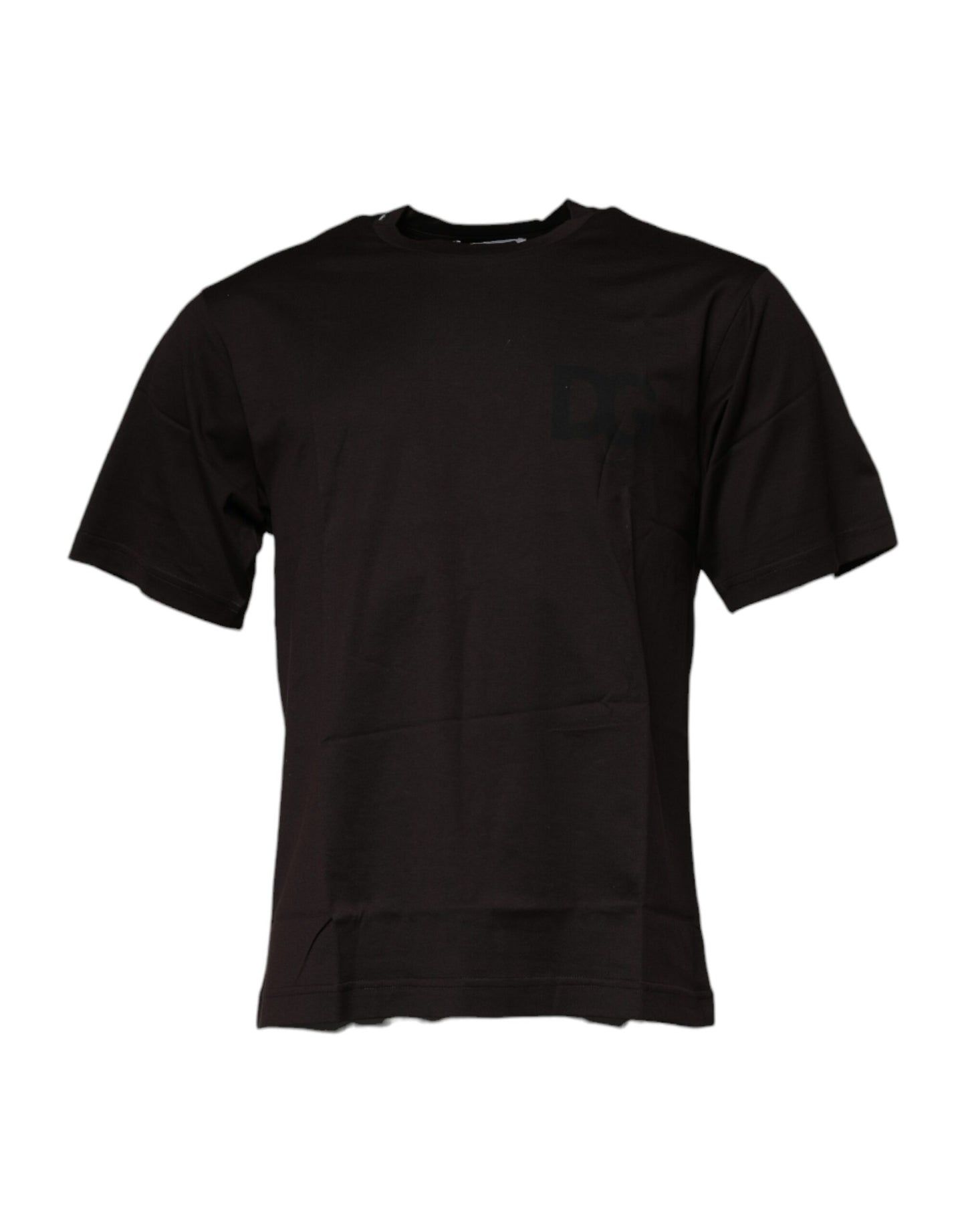 Dolce & Gabbana – Dunkelbraunes T-Shirt aus Baumwolle mit Rundhalsausschnitt und Logo