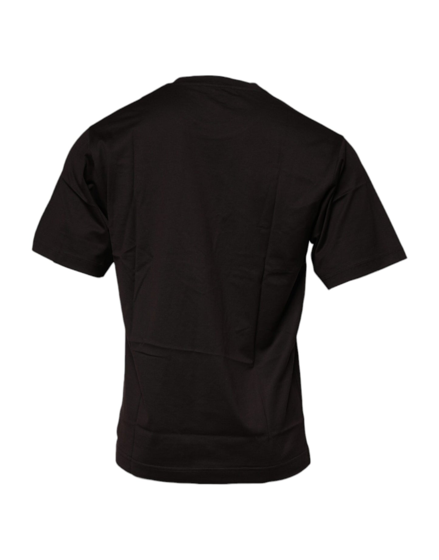 Dolce & Gabbana – Dunkelbraunes T-Shirt aus Baumwolle mit Rundhalsausschnitt und Logo