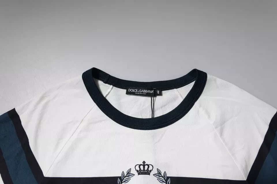 Dolce & Gabbana – Weißes T-Shirt aus Baumwolle mit Rundhalsausschnitt und Logo-Print für Herren
