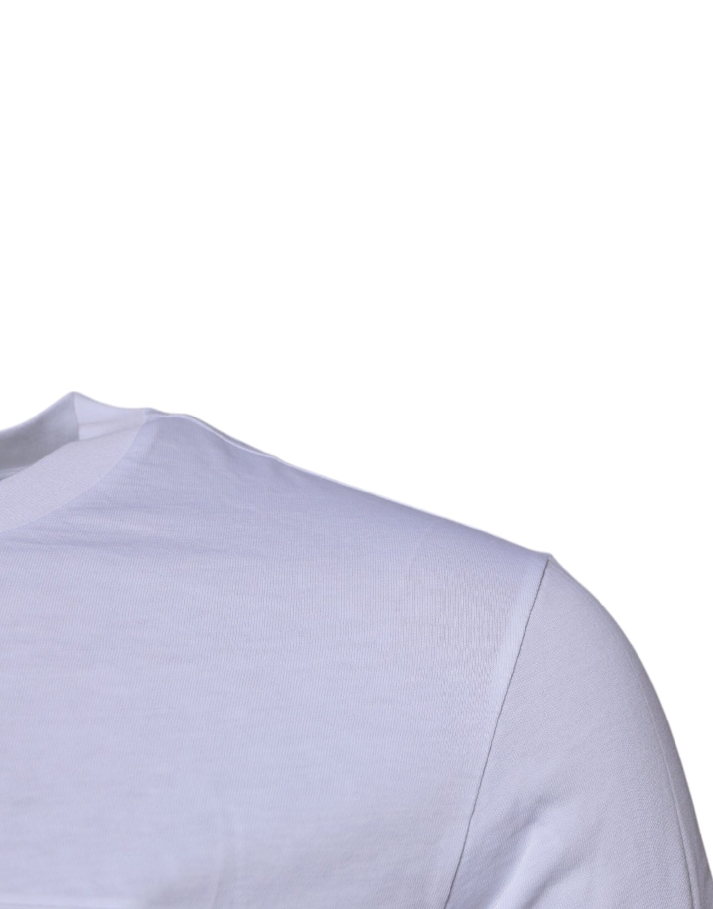 Dolce & Gabbana – Weißes Baumwoll-T-Shirt mit Rundhalsausschnitt und Logo-Plakette