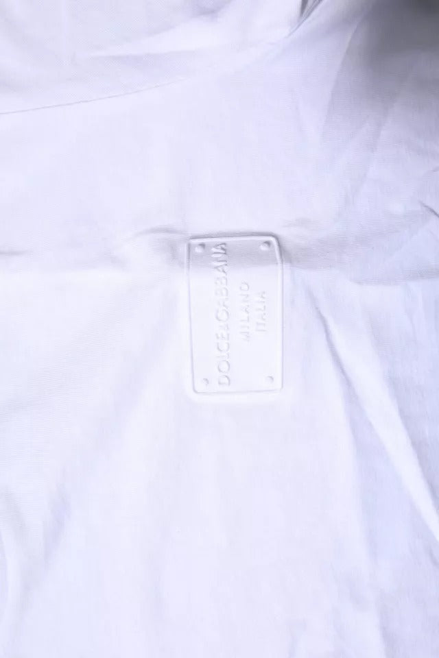 Dolce & Gabbana – Weißes Baumwoll-T-Shirt mit Rundhalsausschnitt und Logo-Plakette