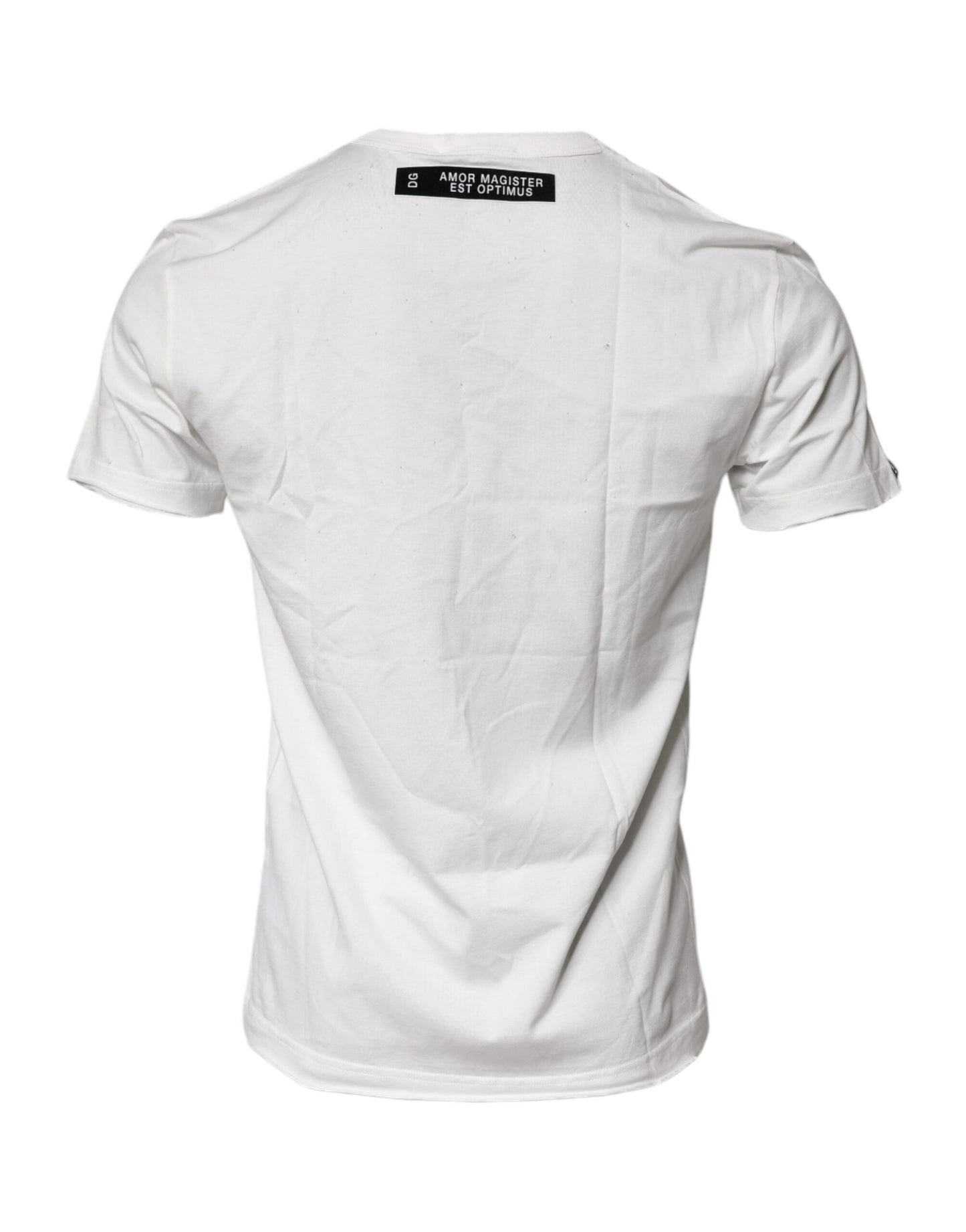 Dolce & Gabbana – Weißes Baumwoll-T-Shirt mit Rundhalsausschnitt und grafischem Print