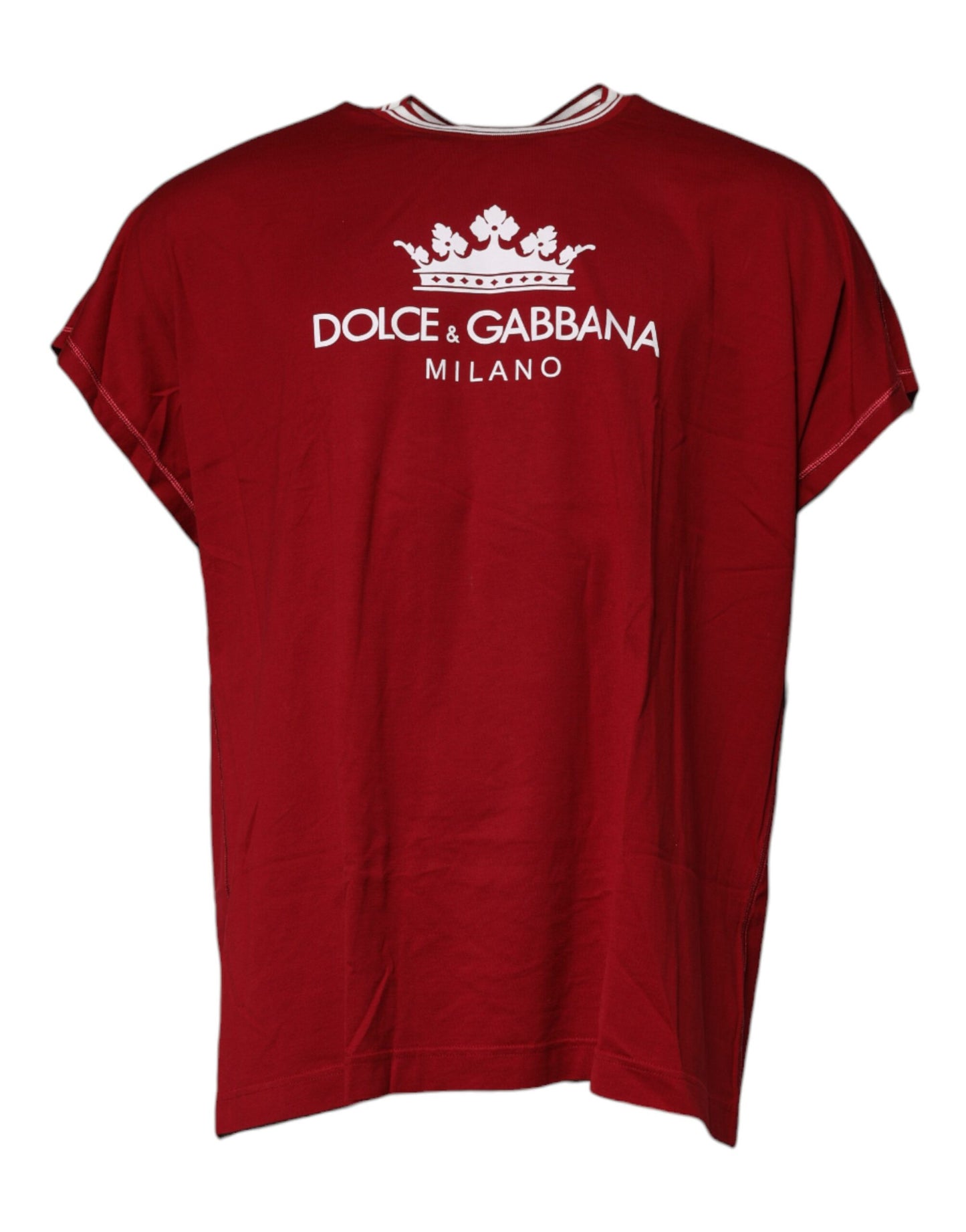 Dolce & Gabbana – Rotes Baumwoll-T-Shirt mit Rundhalsausschnitt und Krone