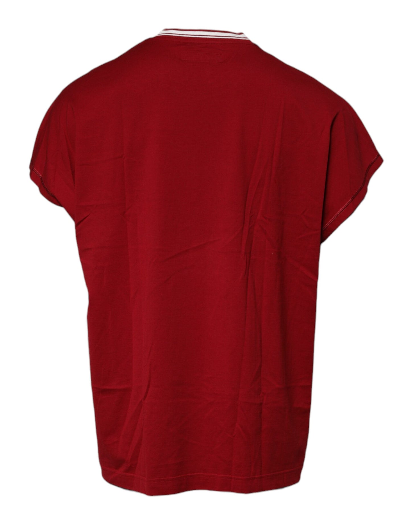 Dolce & Gabbana – Rotes Baumwoll-T-Shirt mit Rundhalsausschnitt und Krone