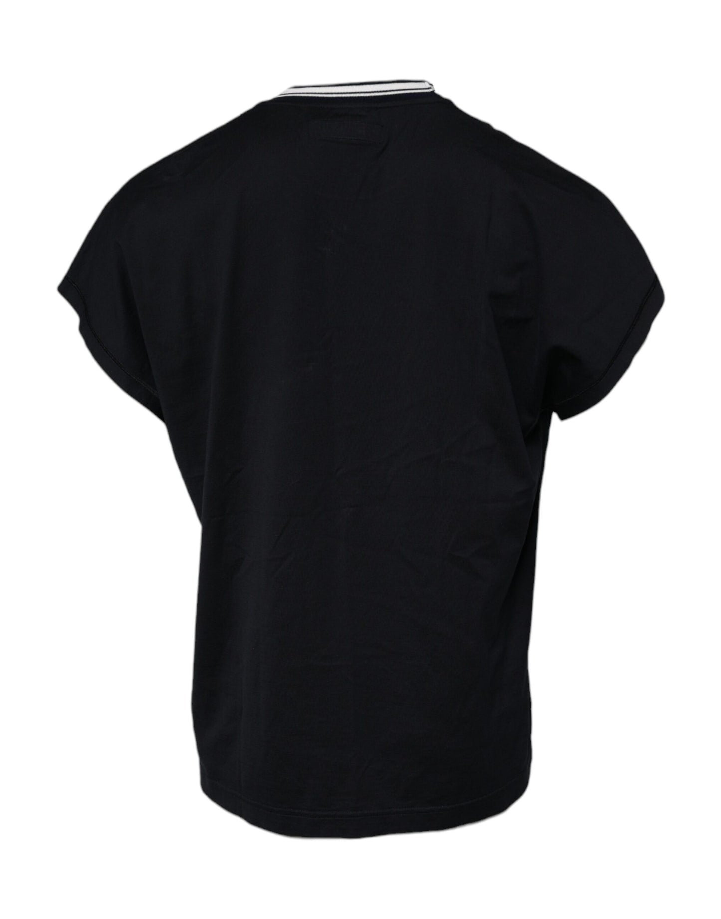 Dolce & Gabbana Dunkelblaues T-Shirt aus Baumwolle mit Rundhalsausschnitt und Logo-Krone