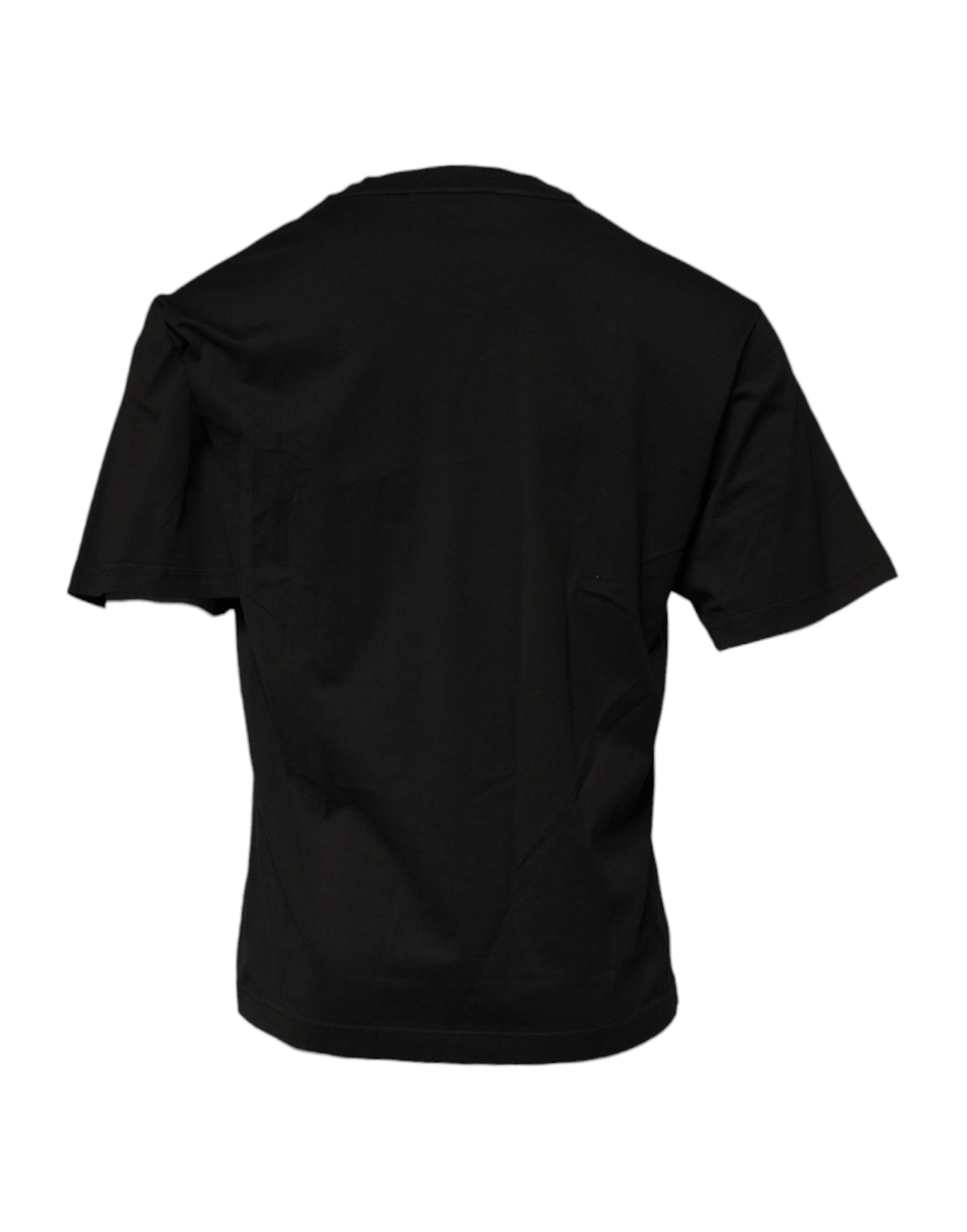 Dolce & Gabbana – Schwarzes T-Shirt aus Baumwolle mit Rundhalsausschnitt und DG-Logo