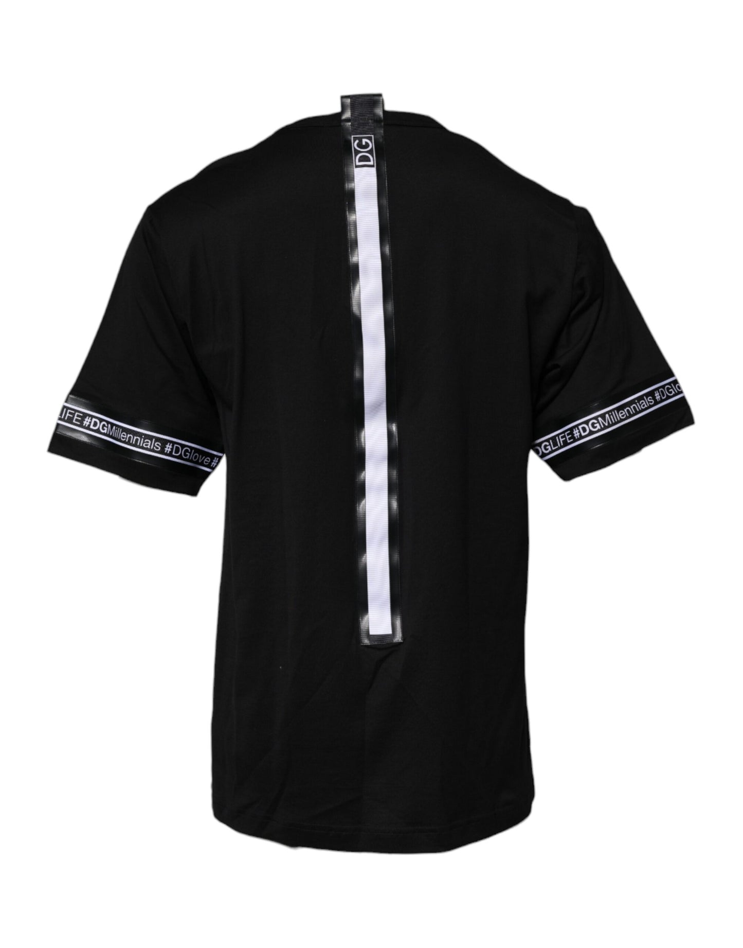 Dolce & Gabbana – Schwarzes #DGMILLENNIALS-T-Shirt aus Baumwolle mit Rundhalsausschnitt