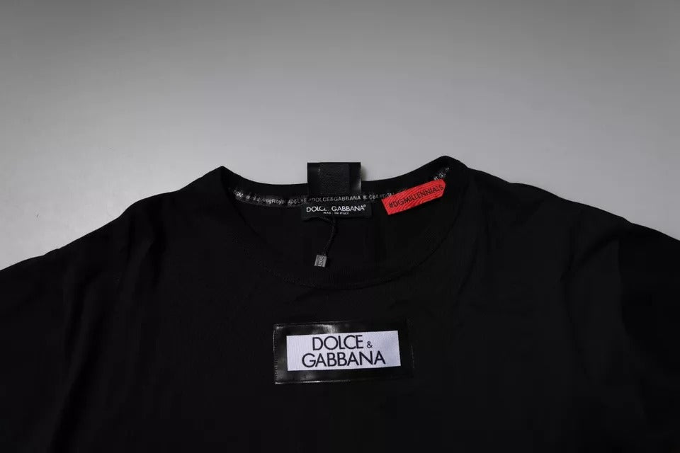 Dolce & Gabbana – Schwarzes #DGMILLENNIALS-T-Shirt aus Baumwolle mit Rundhalsausschnitt