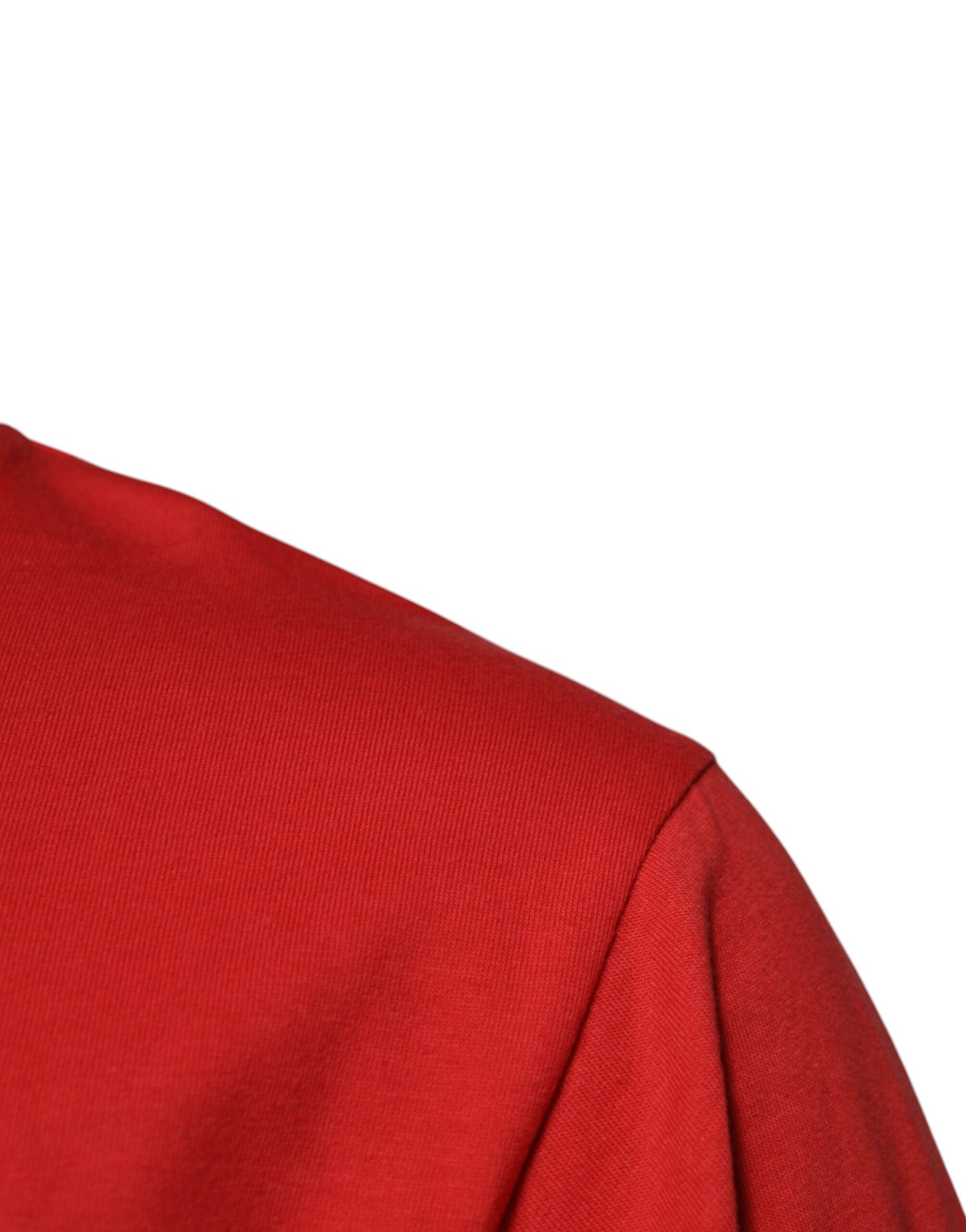Dolce & Gabbana – Rotes T-Shirt aus Baumwolle mit Rundhalsausschnitt und DG-Logo-Aufnäher