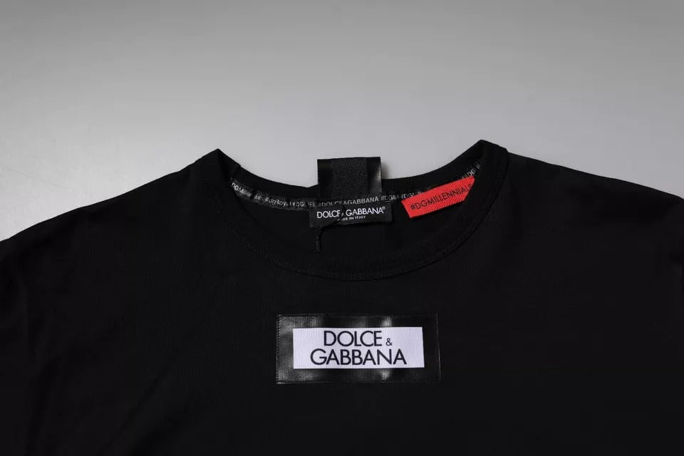Dolce & Gabbana – Schwarzes #DGMILLENNIALS-T-Shirt aus Baumwolle mit Rundhalsausschnitt