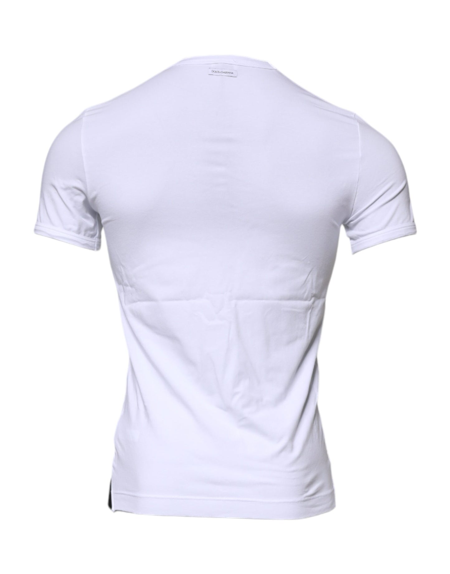 Dolce & Gabbana – Weißes Unterwäsche-T-Shirt aus Baumwollstretch mit Rundhalsausschnitt