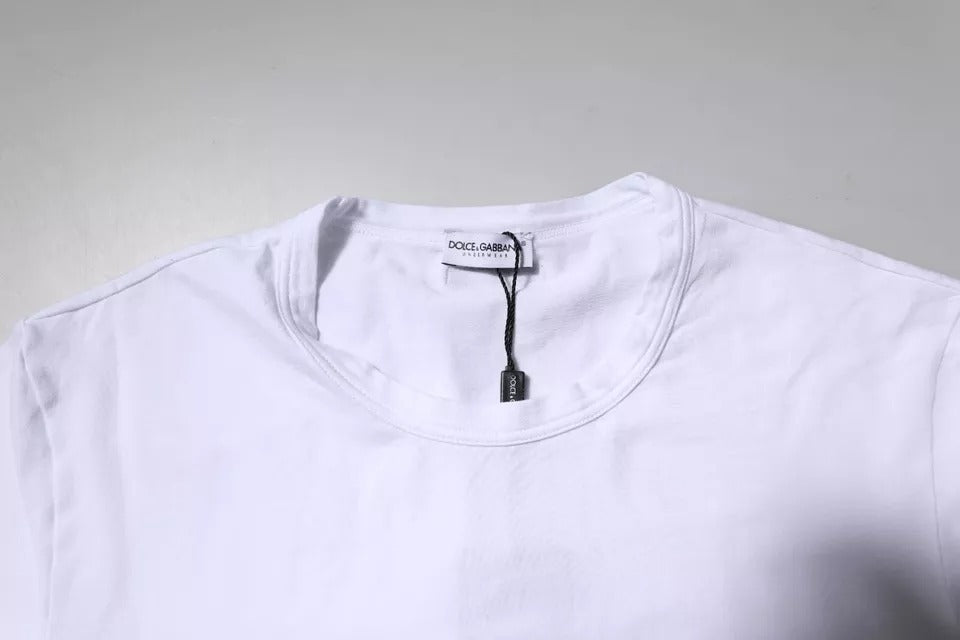 Dolce & Gabbana – Weißes Unterwäsche-T-Shirt aus Baumwollstretch mit Rundhalsausschnitt