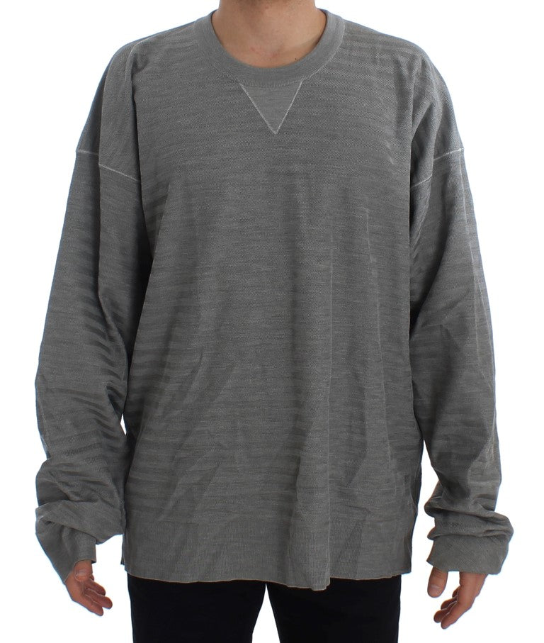 Dolce & Gabbana Grauer Pullover mit Rundhalsausschnitt aus Seide