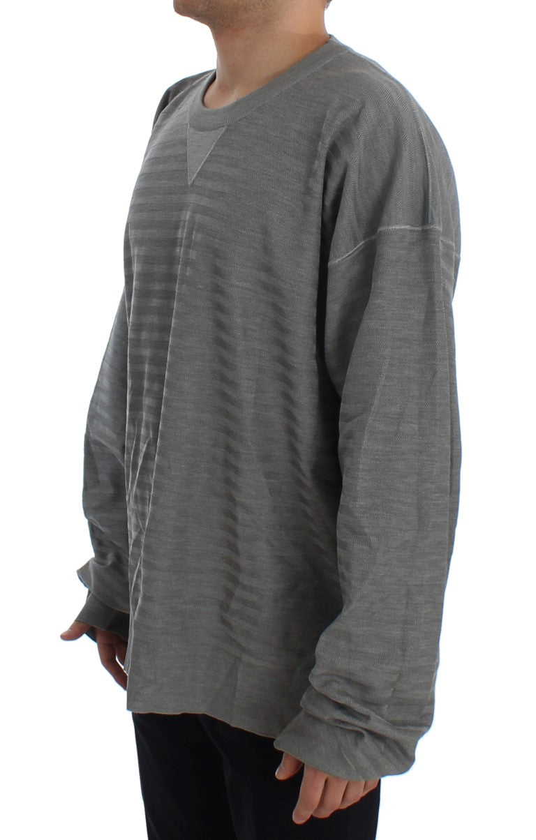 Dolce & Gabbana Grauer Pullover mit Rundhalsausschnitt aus Seide