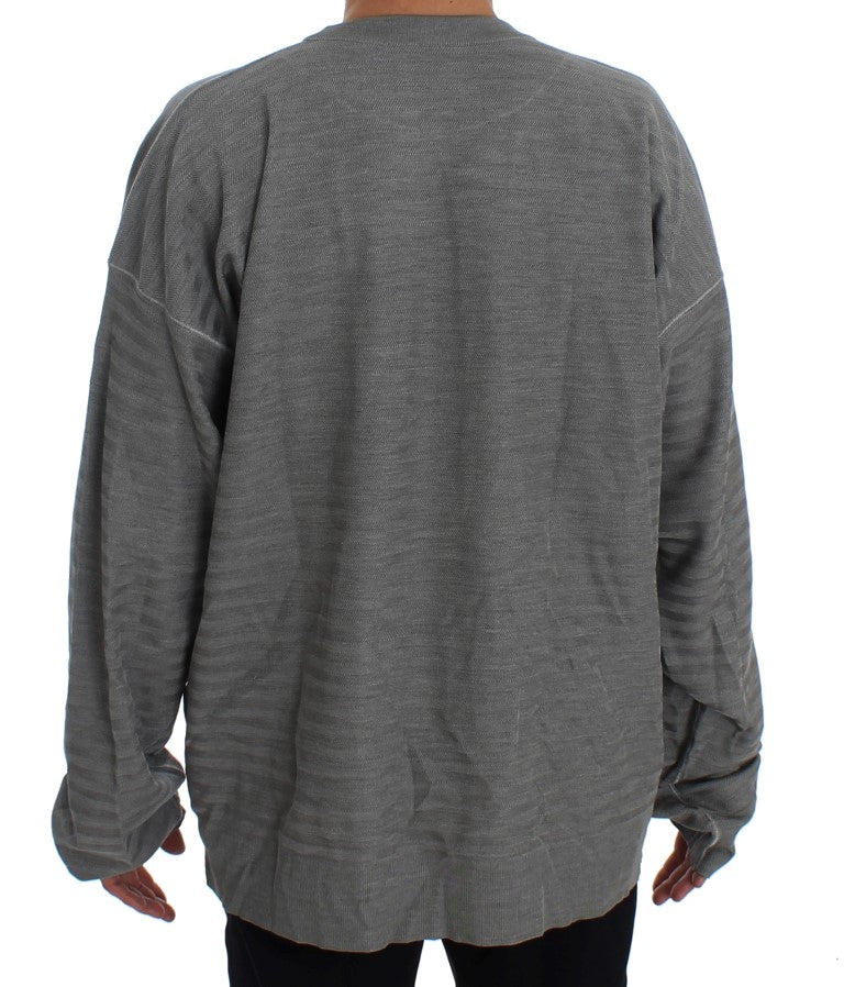 Dolce & Gabbana Grauer Pullover mit Rundhalsausschnitt aus Seide