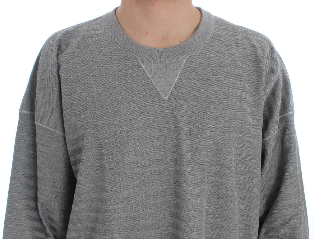 Dolce & Gabbana Grauer Pullover mit Rundhalsausschnitt aus Seide
