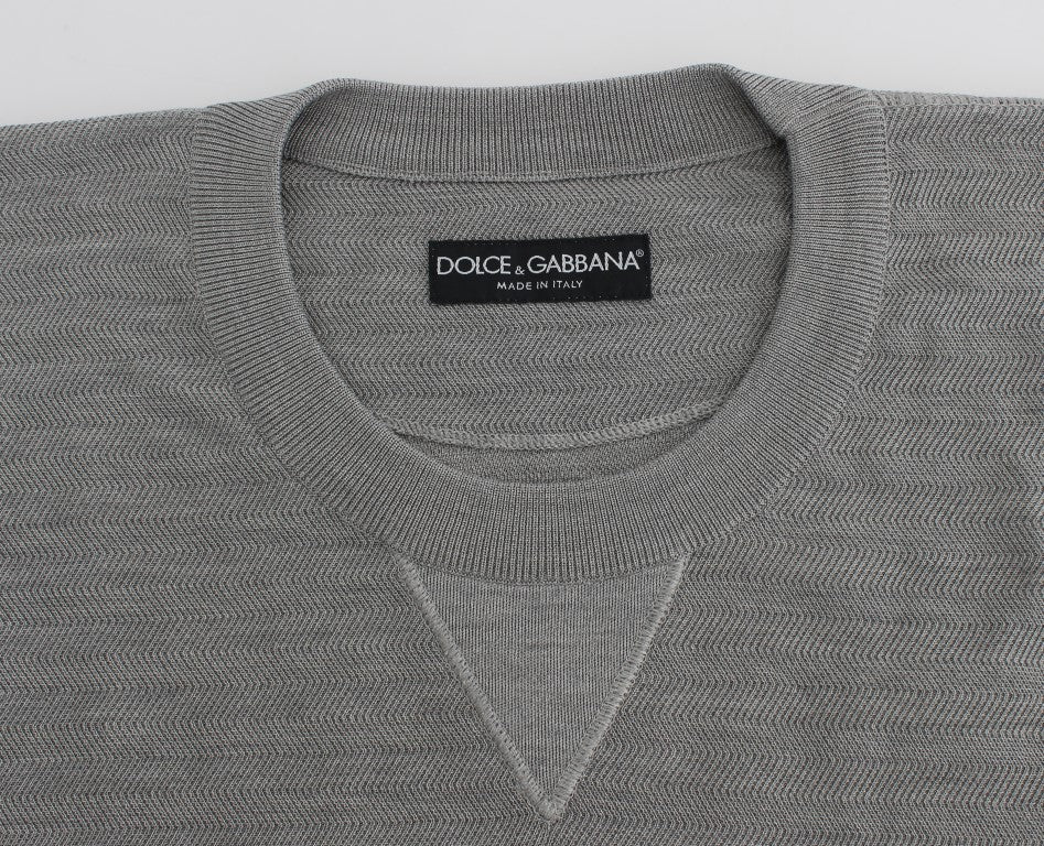 Dolce & Gabbana Grauer Pullover mit Rundhalsausschnitt aus Seide