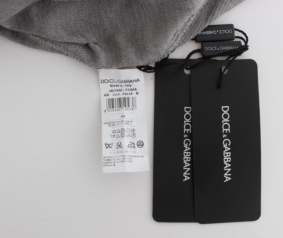 Dolce & Gabbana Grauer Pullover mit Rundhalsausschnitt aus Seide