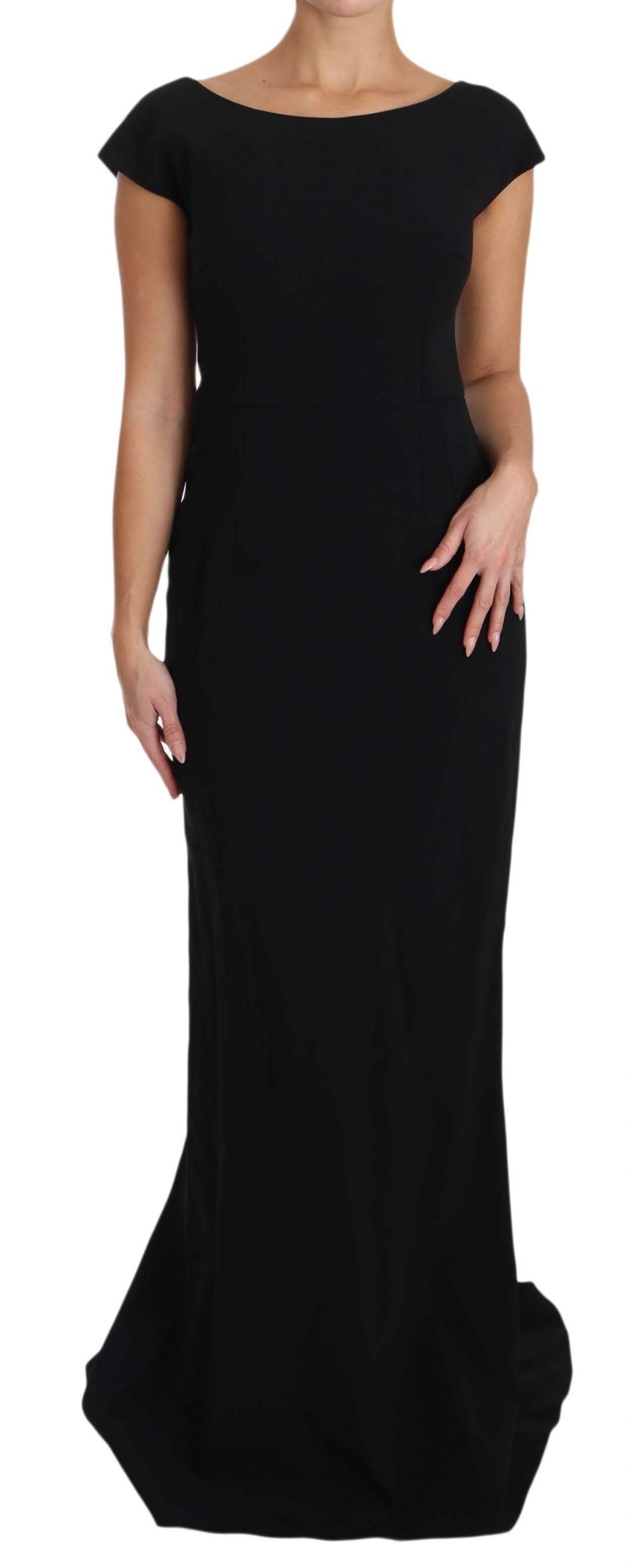 Dolce & Gabbana Schwarzes Maxikleid mit ausgestelltem Schnitt und Stretch