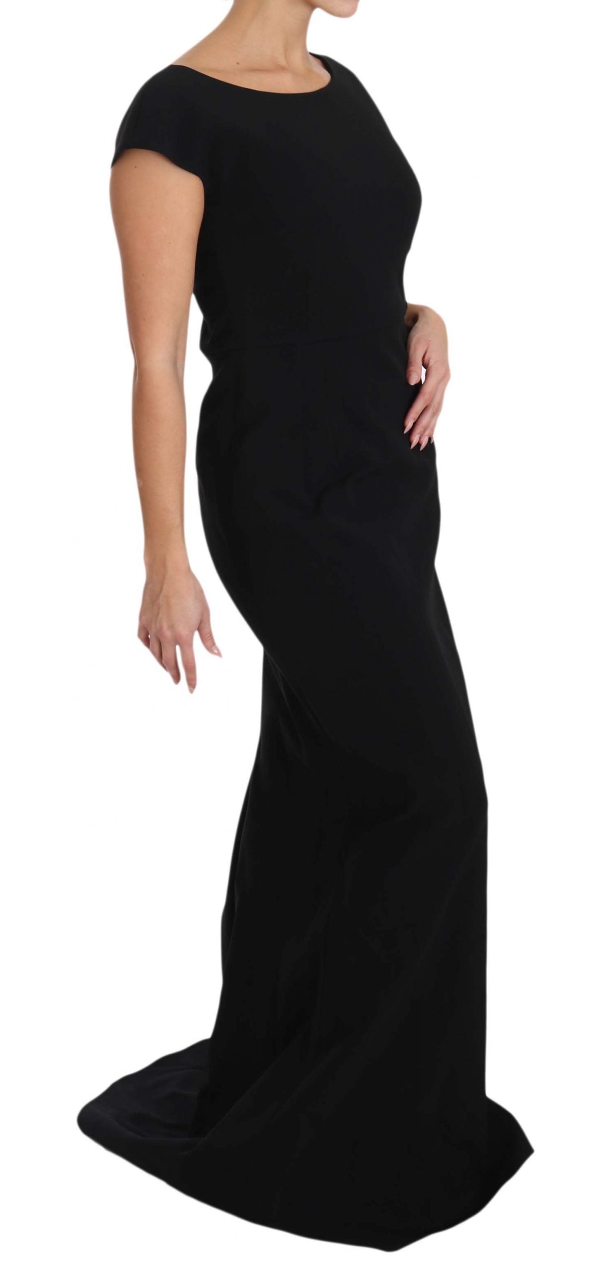 Dolce & Gabbana Schwarzes Maxikleid mit ausgestelltem Schnitt und Stretch