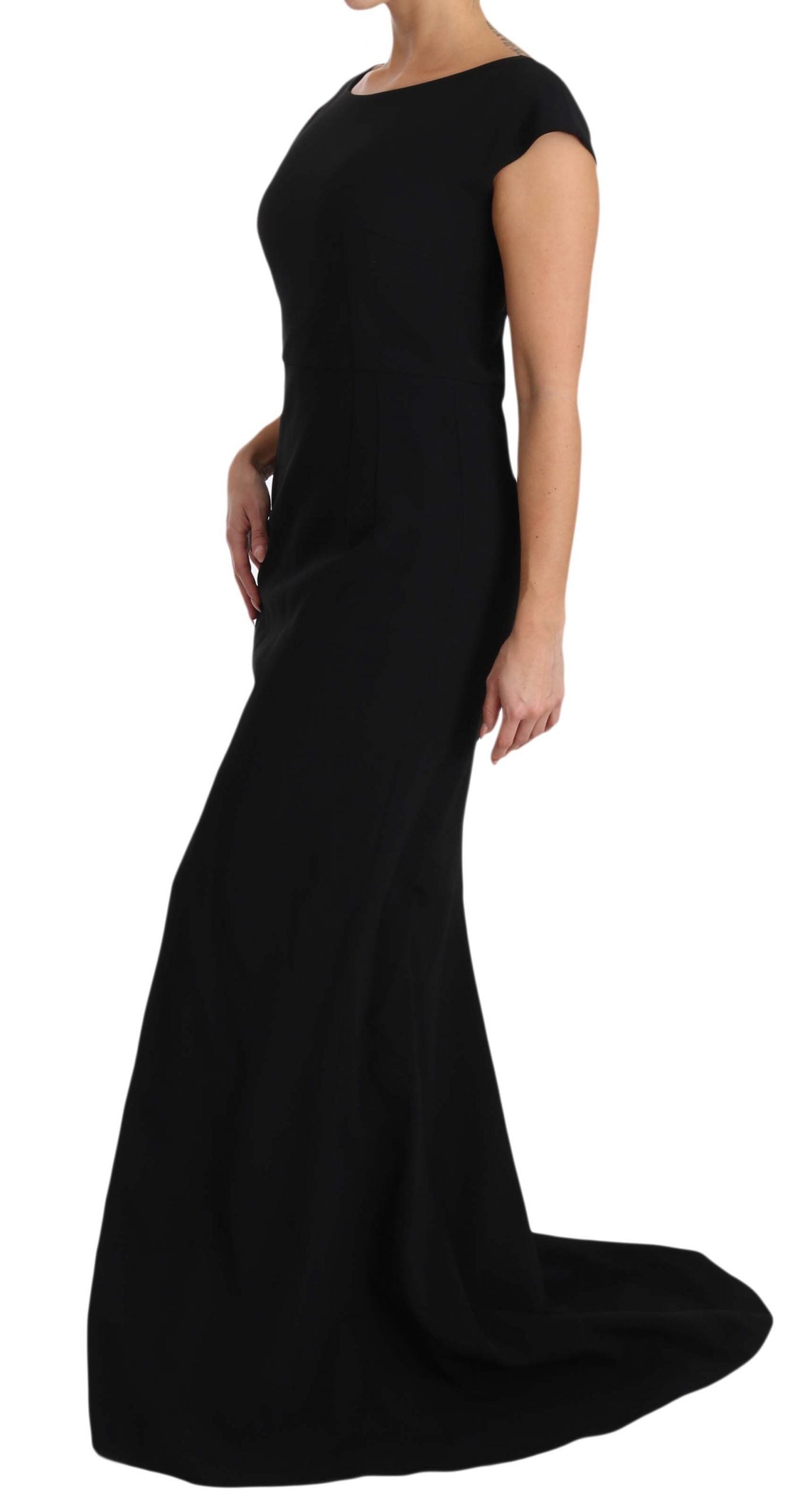Dolce & Gabbana Schwarzes Maxikleid mit ausgestelltem Schnitt und Stretch