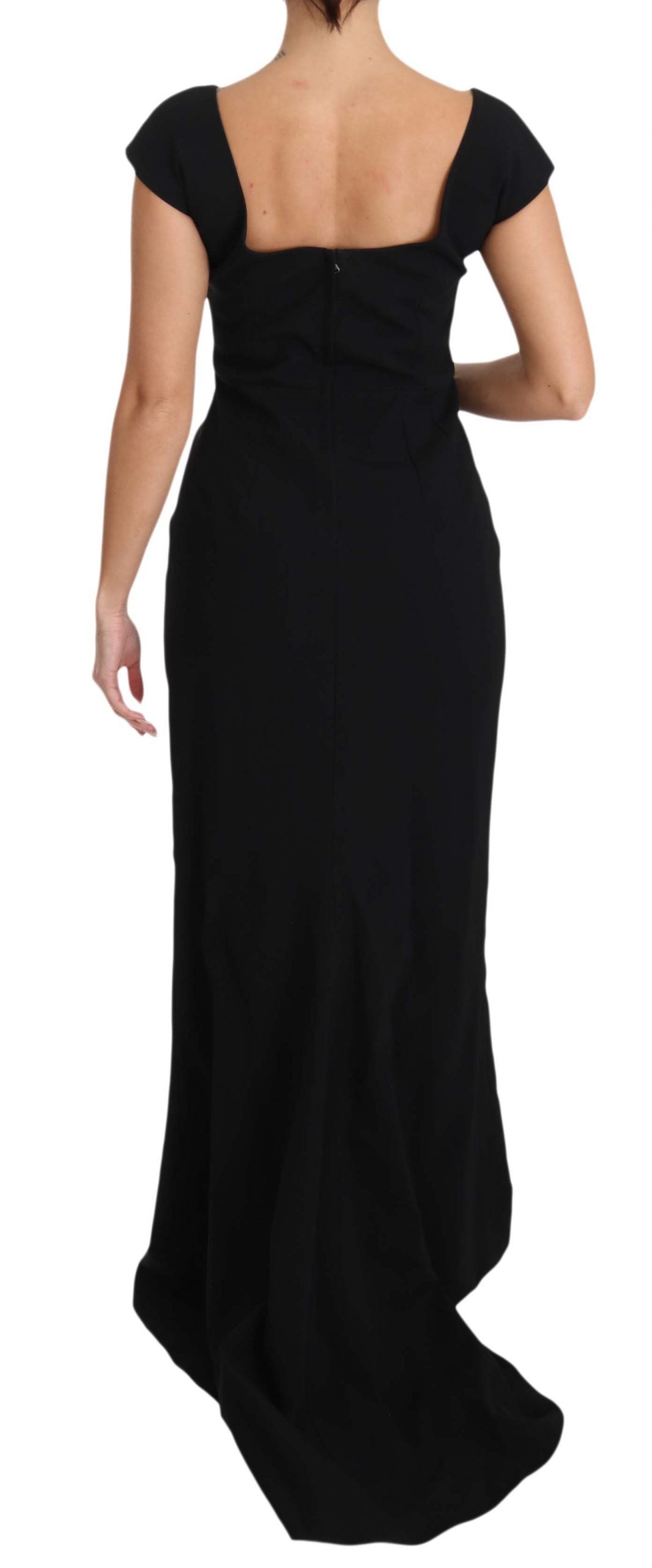 Dolce & Gabbana Schwarzes Maxikleid mit ausgestelltem Schnitt und Stretch