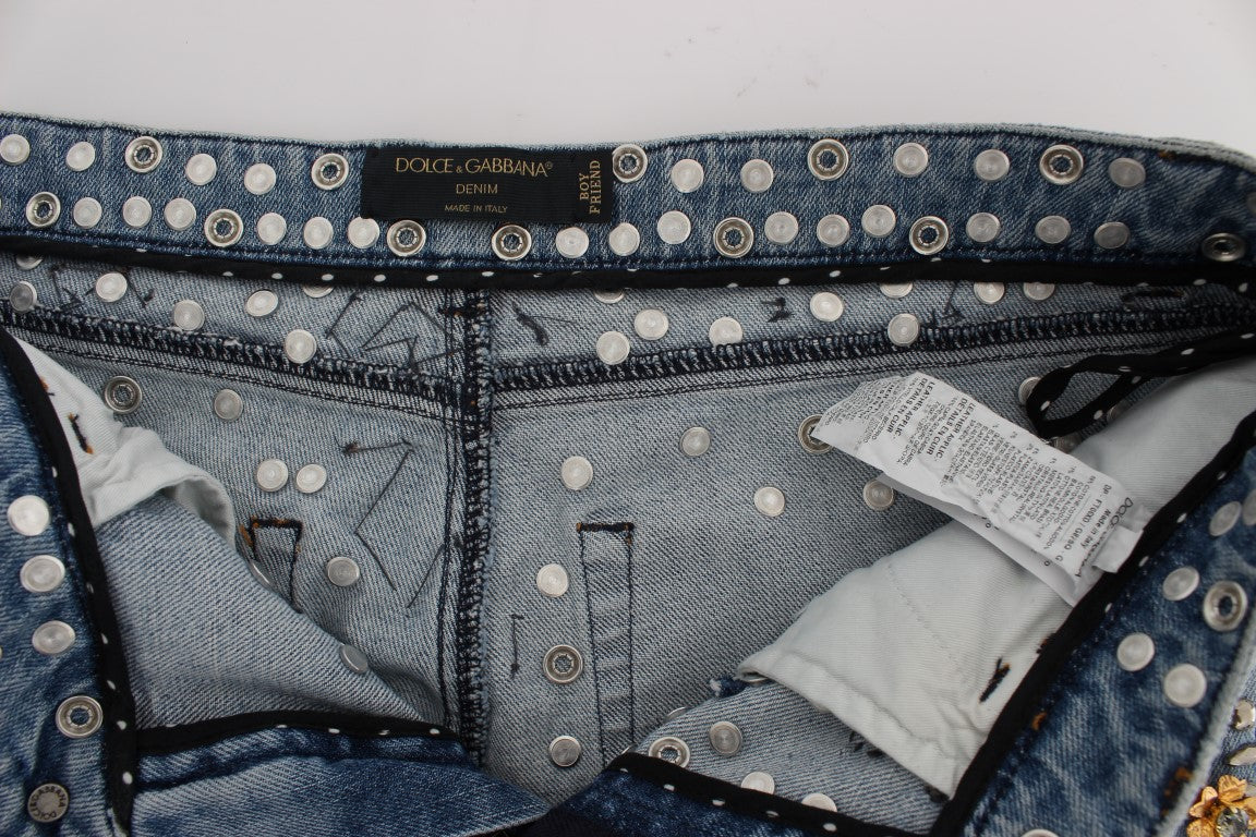 Dolce & Gabbana – Jeans mit Kristallrosen und Herzverzierung