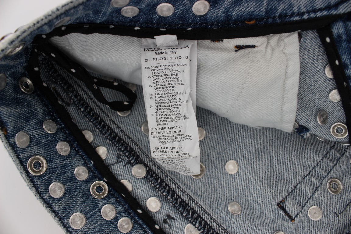 Dolce & Gabbana – Jeans mit Kristallrosen und Herzverzierung