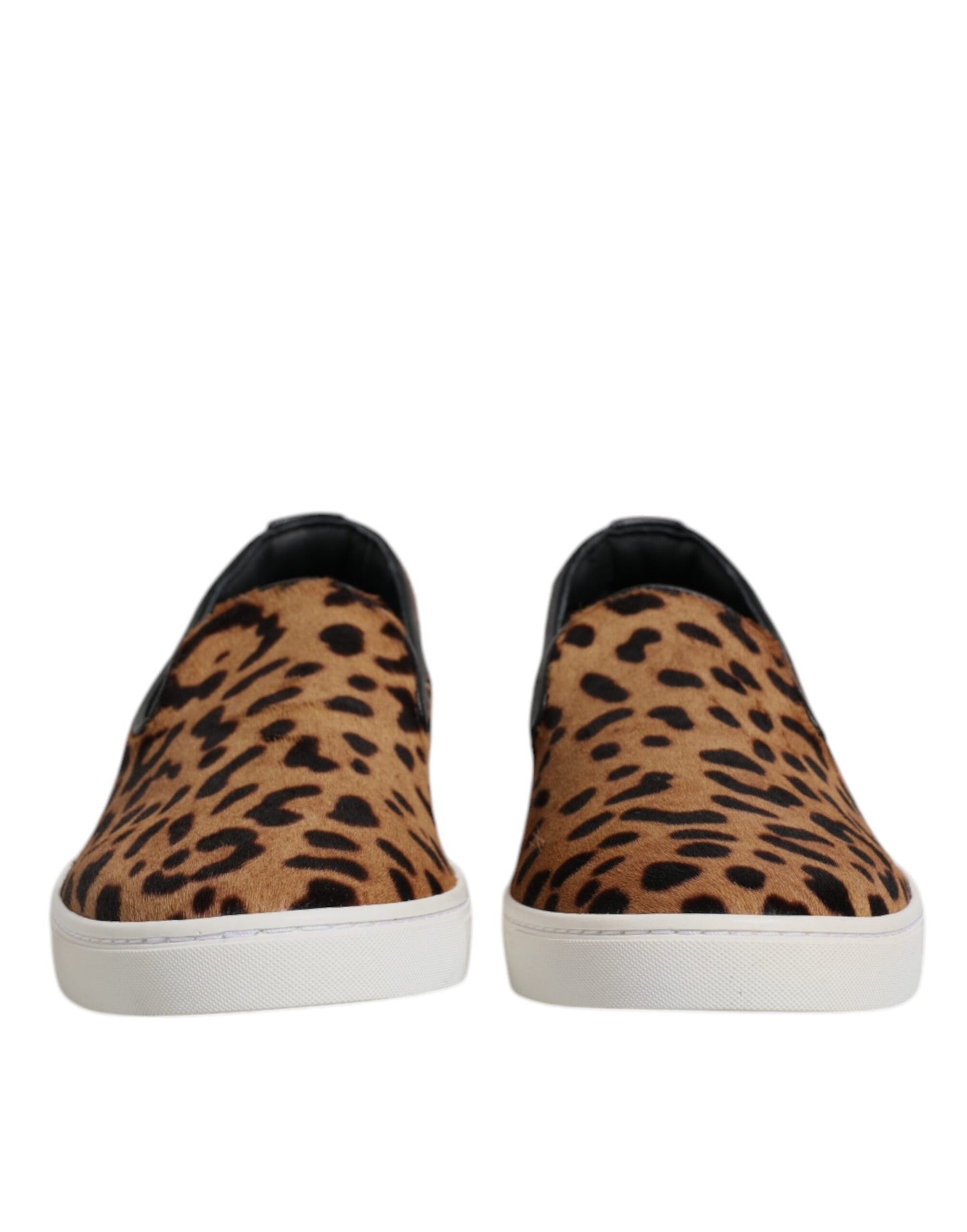 Dolce & Gabbana Braune Sneakers aus Kalbsleder mit Leopardenmuster