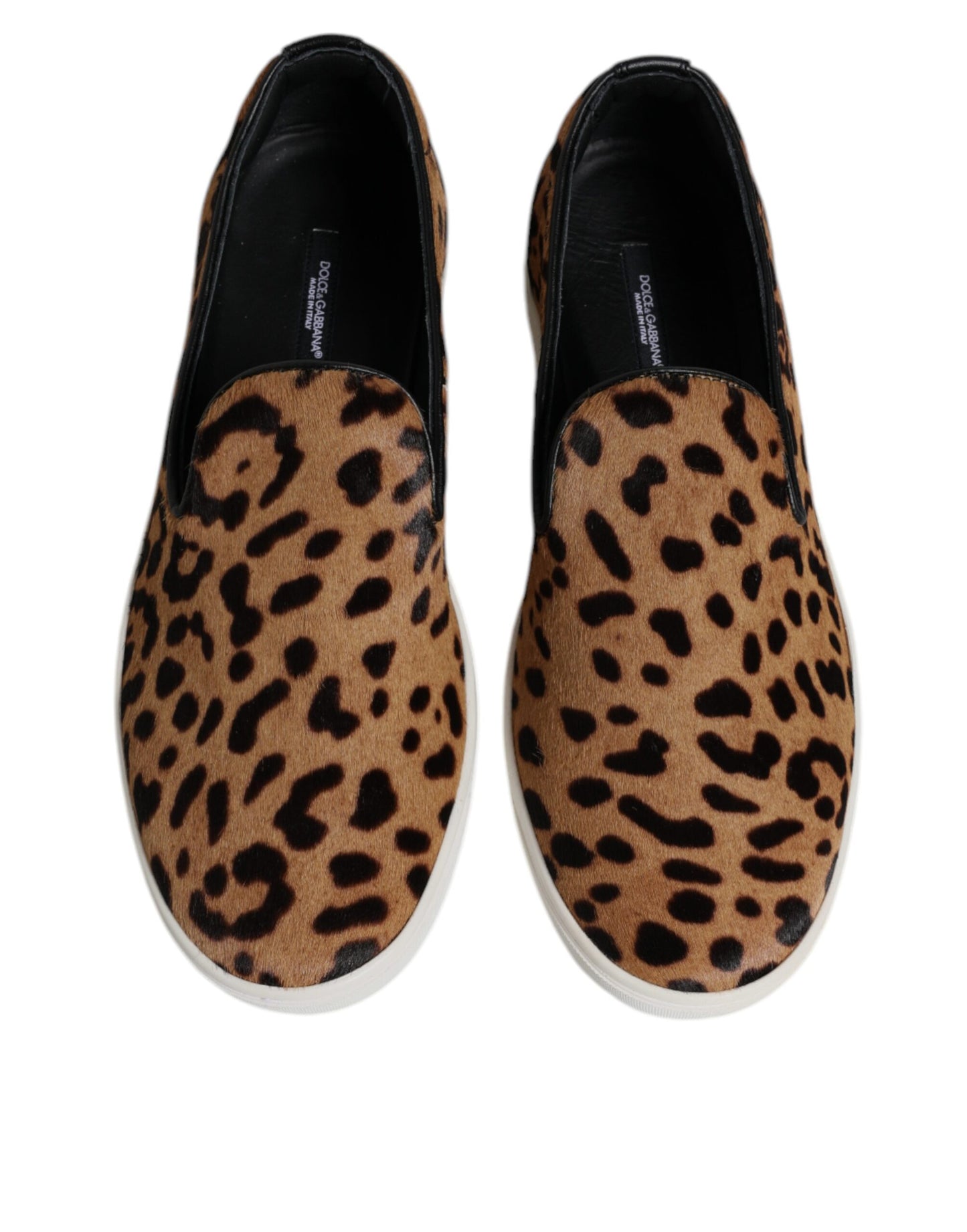 Dolce & Gabbana Braune Sneakers aus Kalbsleder mit Leopardenmuster