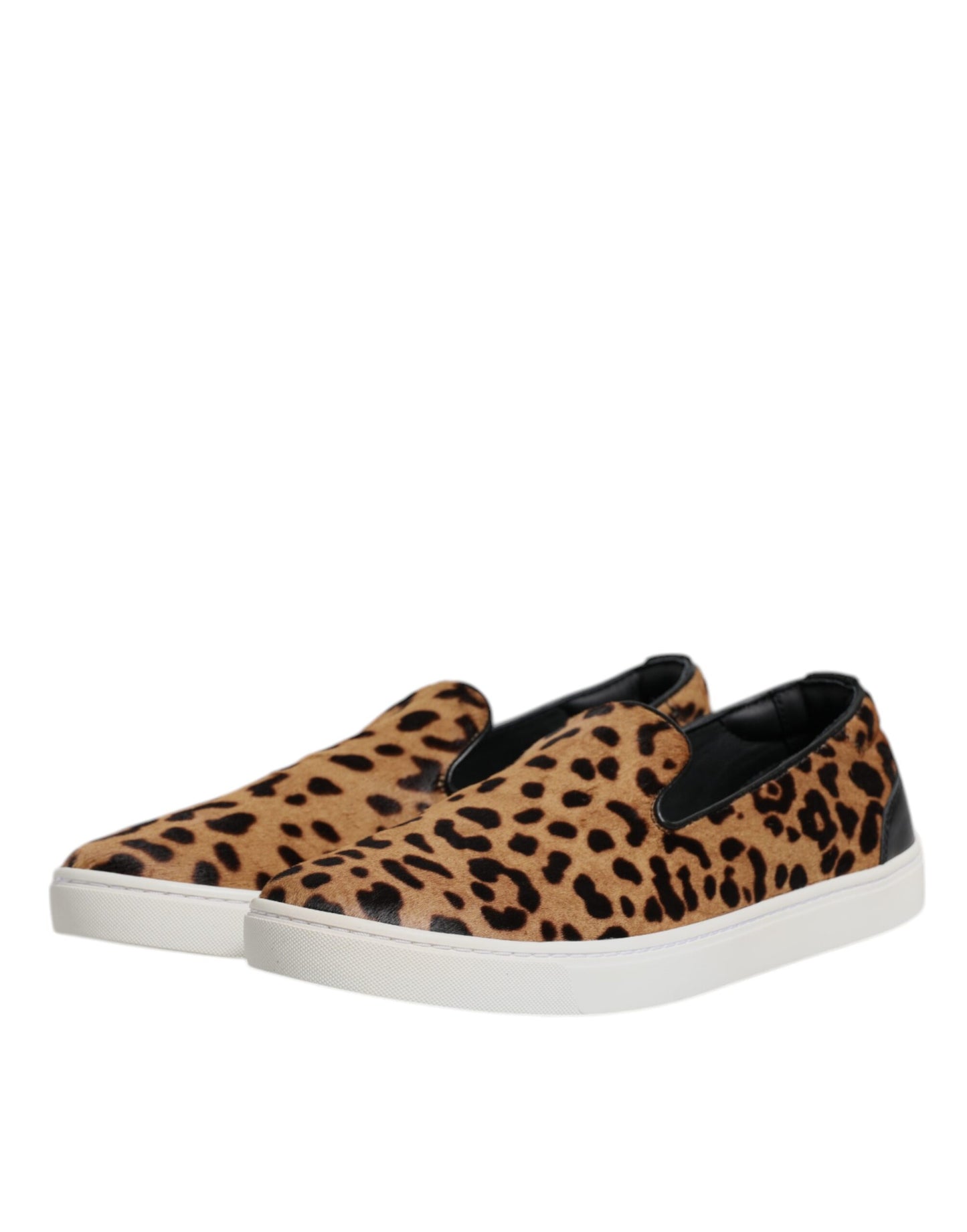 Dolce & Gabbana Braune Sneakers aus Kalbsleder mit Leopardenmuster