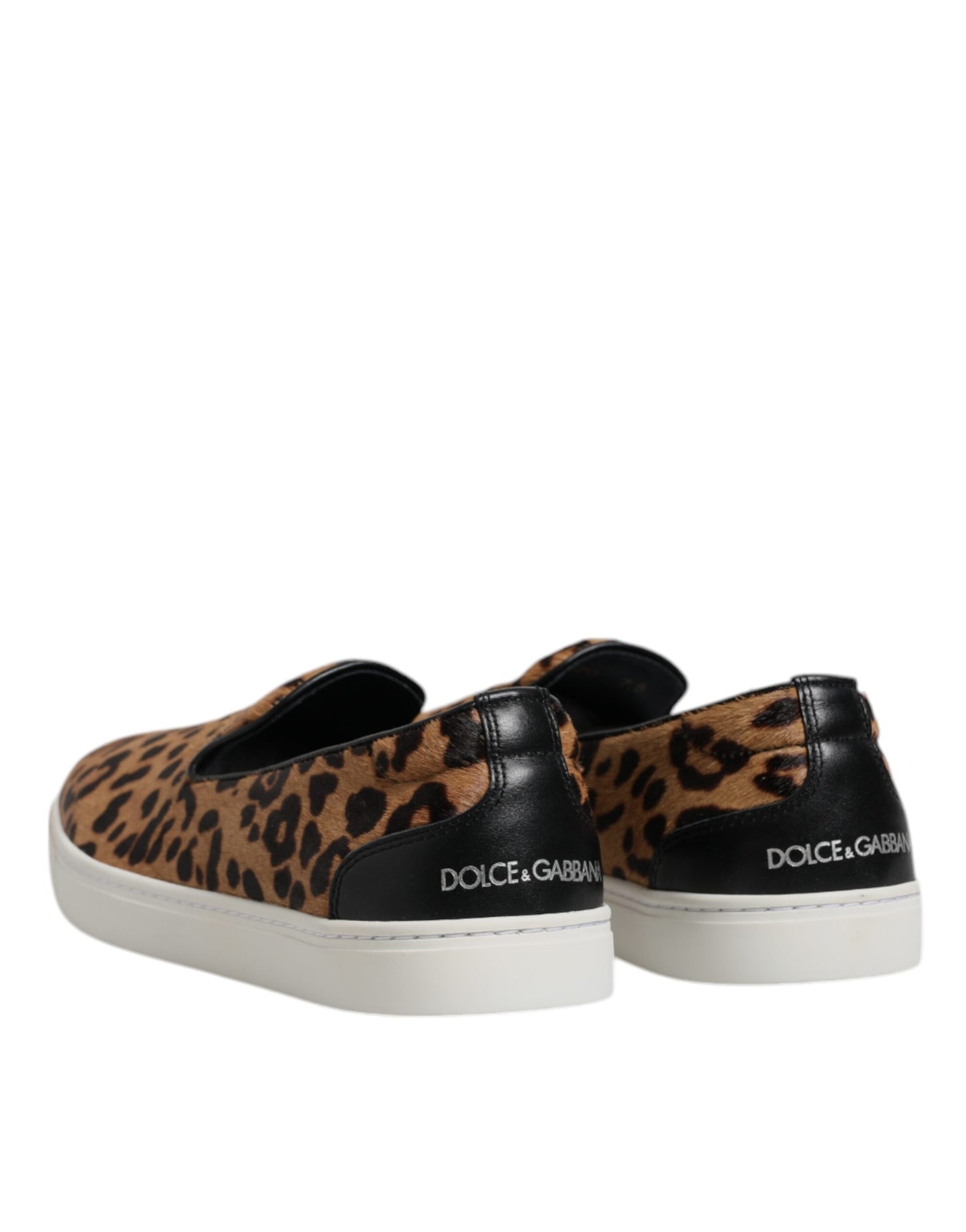 Dolce & Gabbana Braune Sneakers aus Kalbsleder mit Leopardenmuster
