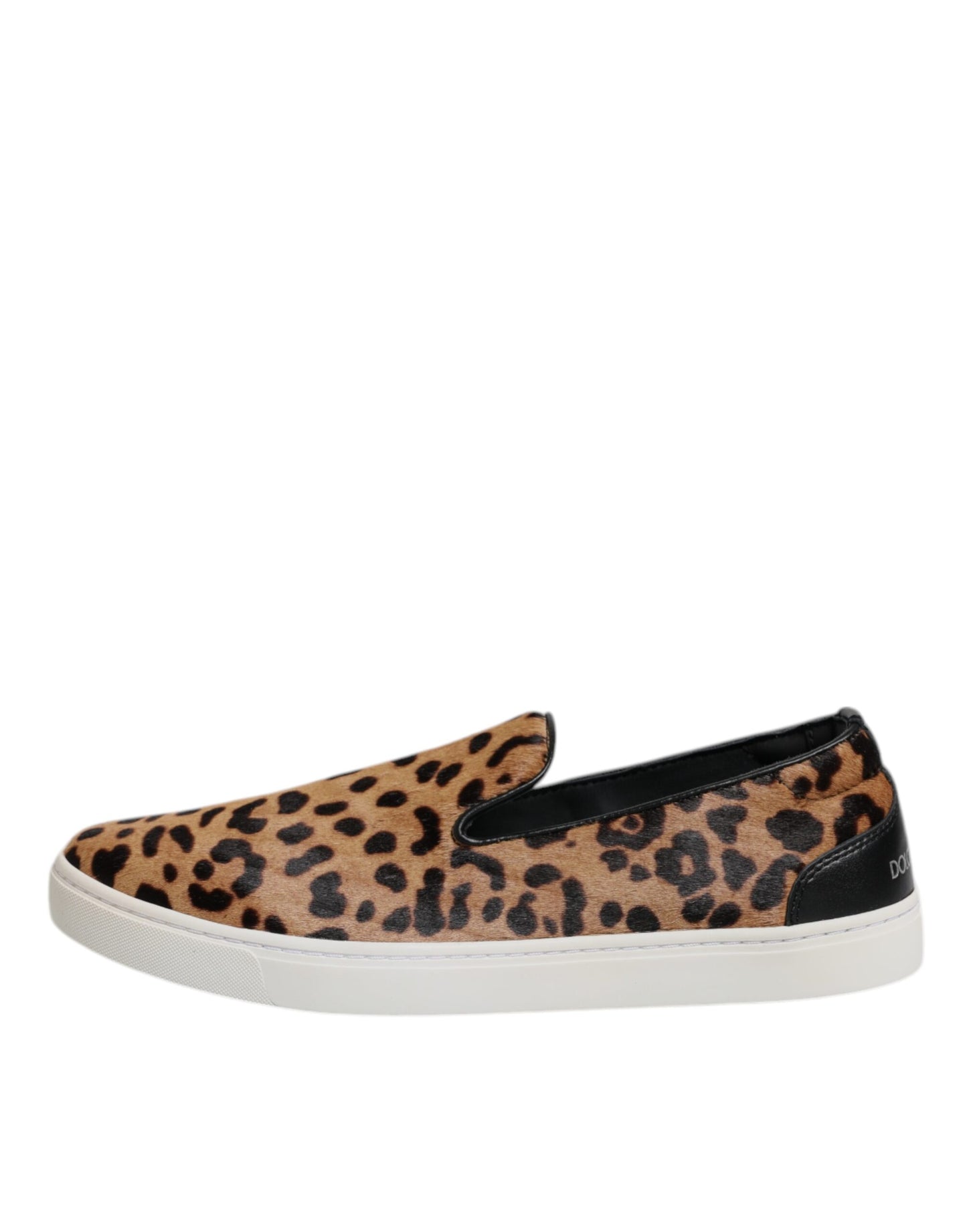 Dolce & Gabbana Braune Sneakers aus Kalbsleder mit Leopardenmuster