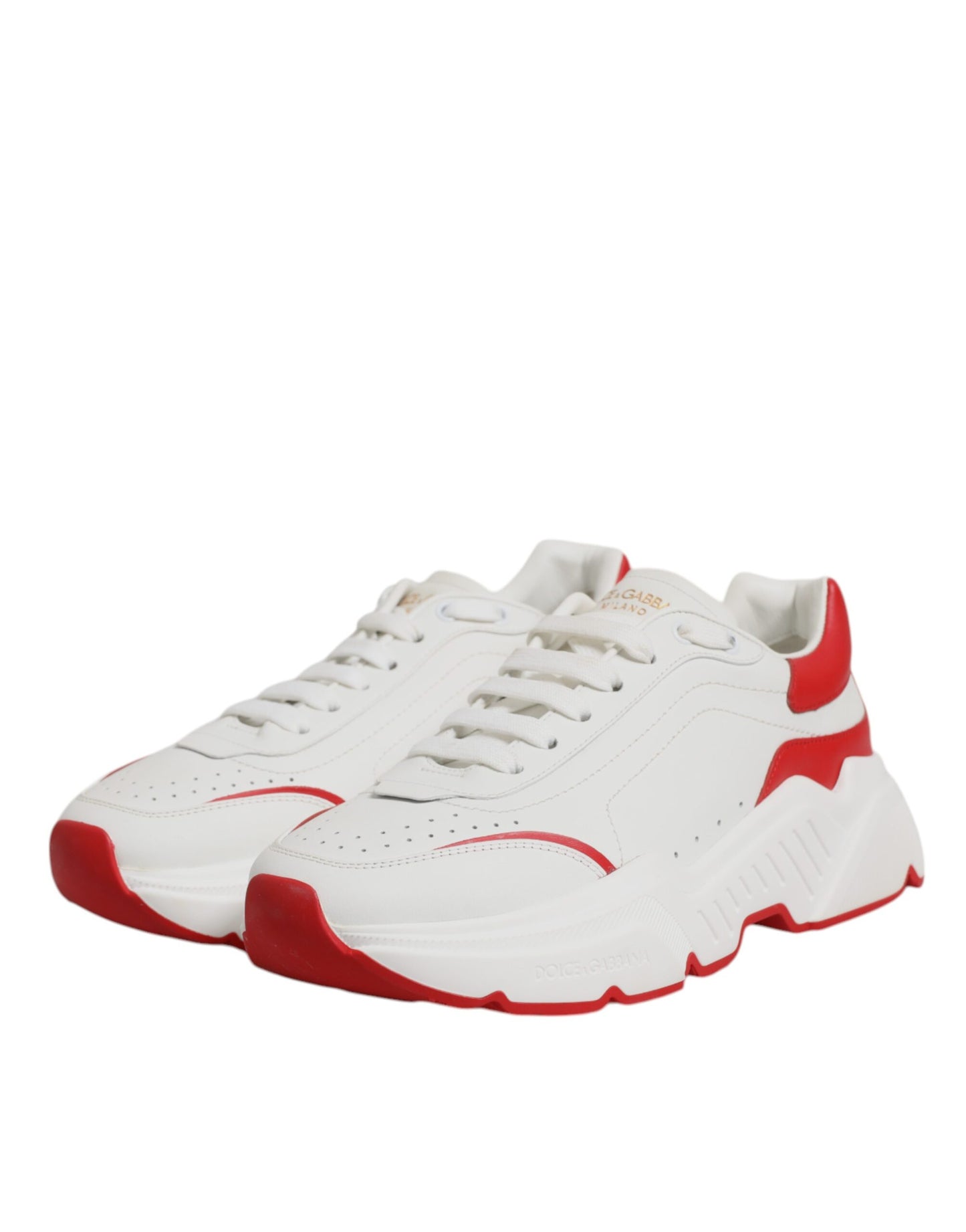 Dolce & Gabbana Weiß Rot Leder Daymaster Männer Sneakers Schuhe