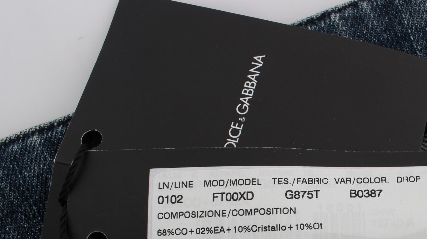 Dolce & Gabbana – Jeans mit Kristallrosen und Herzverzierung