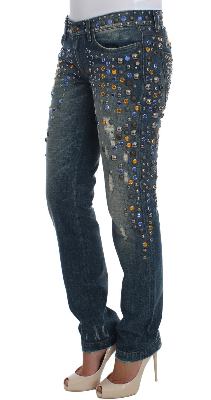 Dolce & Gabbana – GIRLY – Slim-Fit-Jeans mit Kristallverzierung