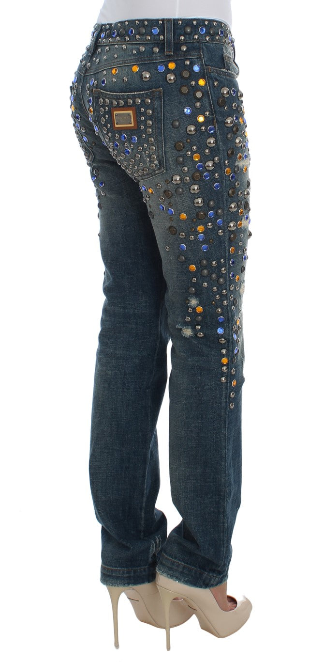 Dolce & Gabbana – GIRLY – Slim-Fit-Jeans mit Kristallverzierung